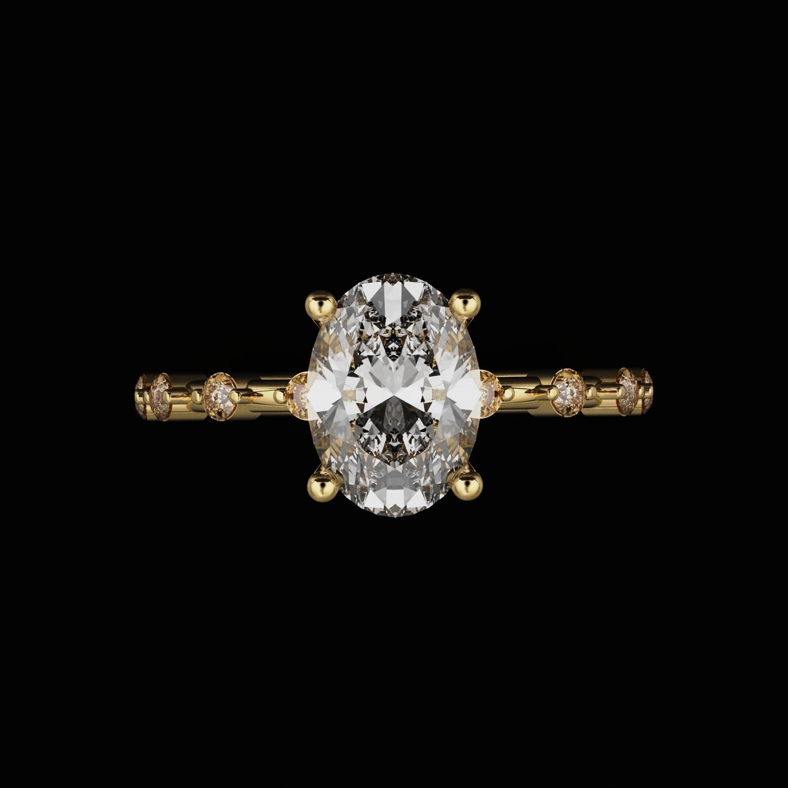 Oval Diamond Ring 3D print model_3