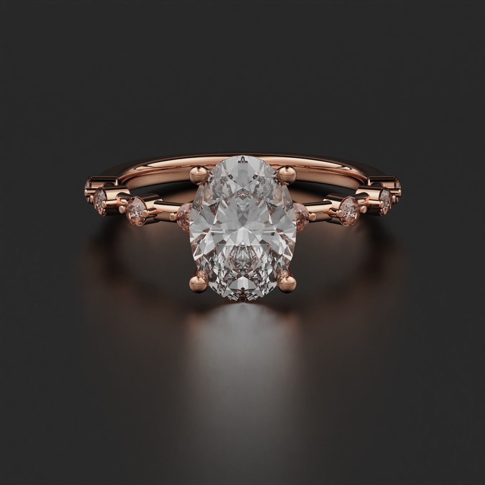 Oval Diamond Ring 3D print model_13