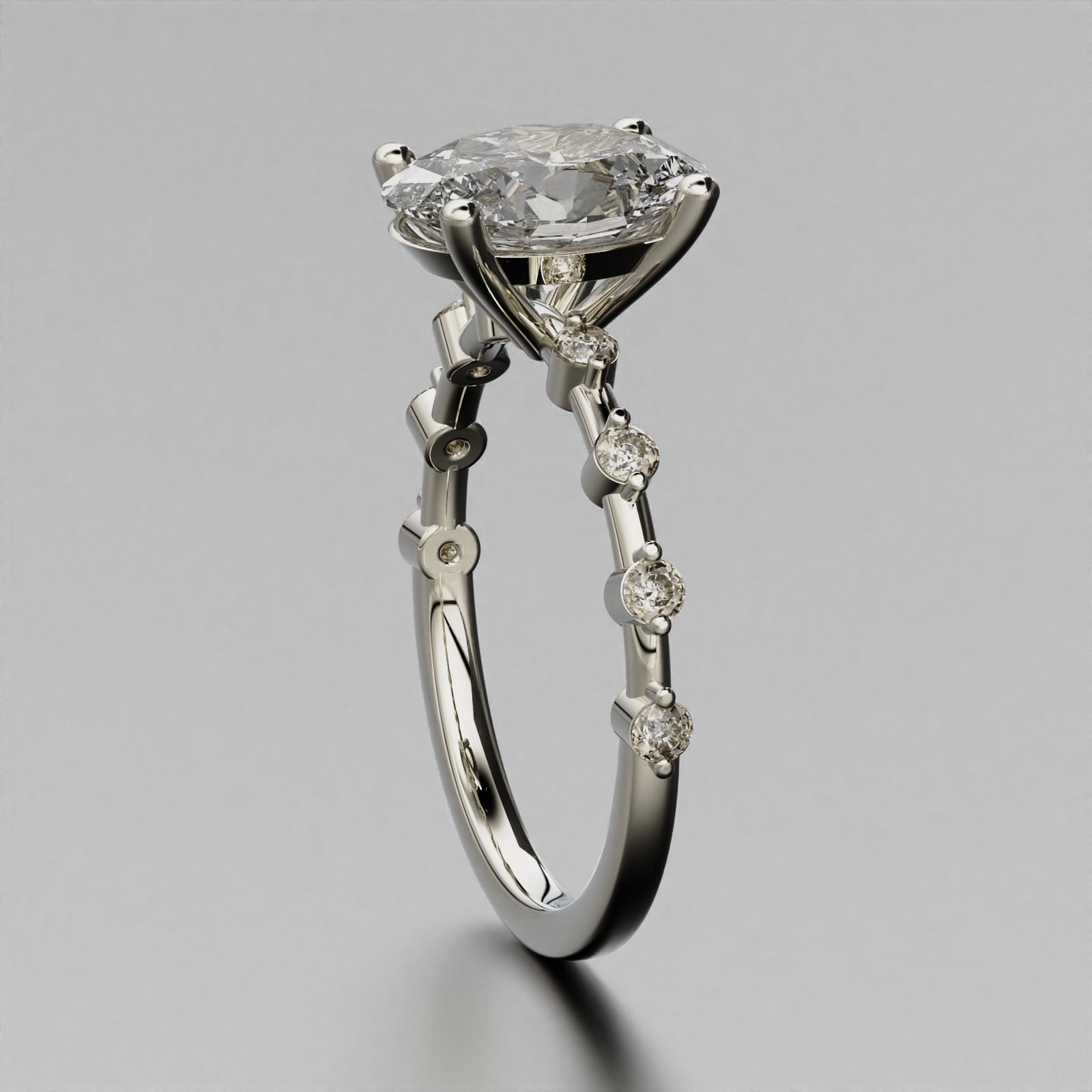 Oval Diamond Ring 3D print model_5