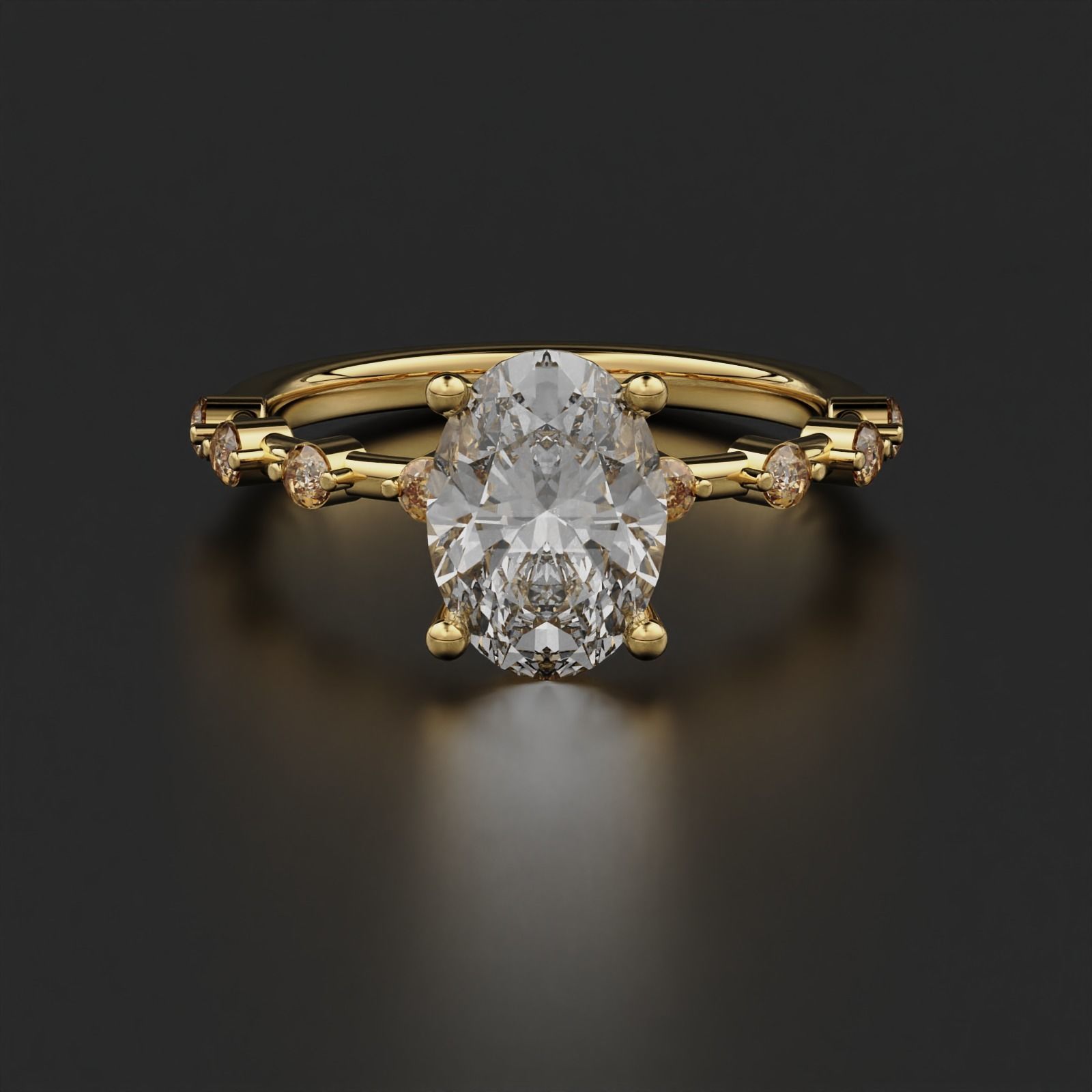 Oval Diamond Ring 3D print model_12