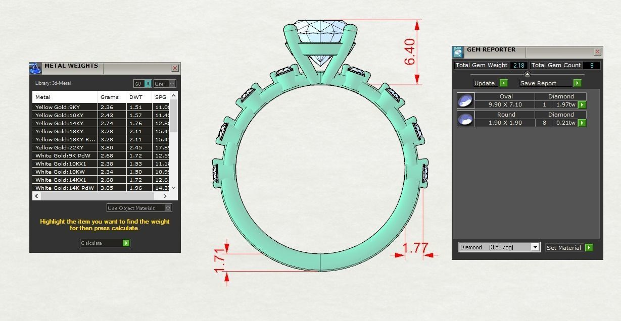 Oval Diamond Ring 3D print model_20