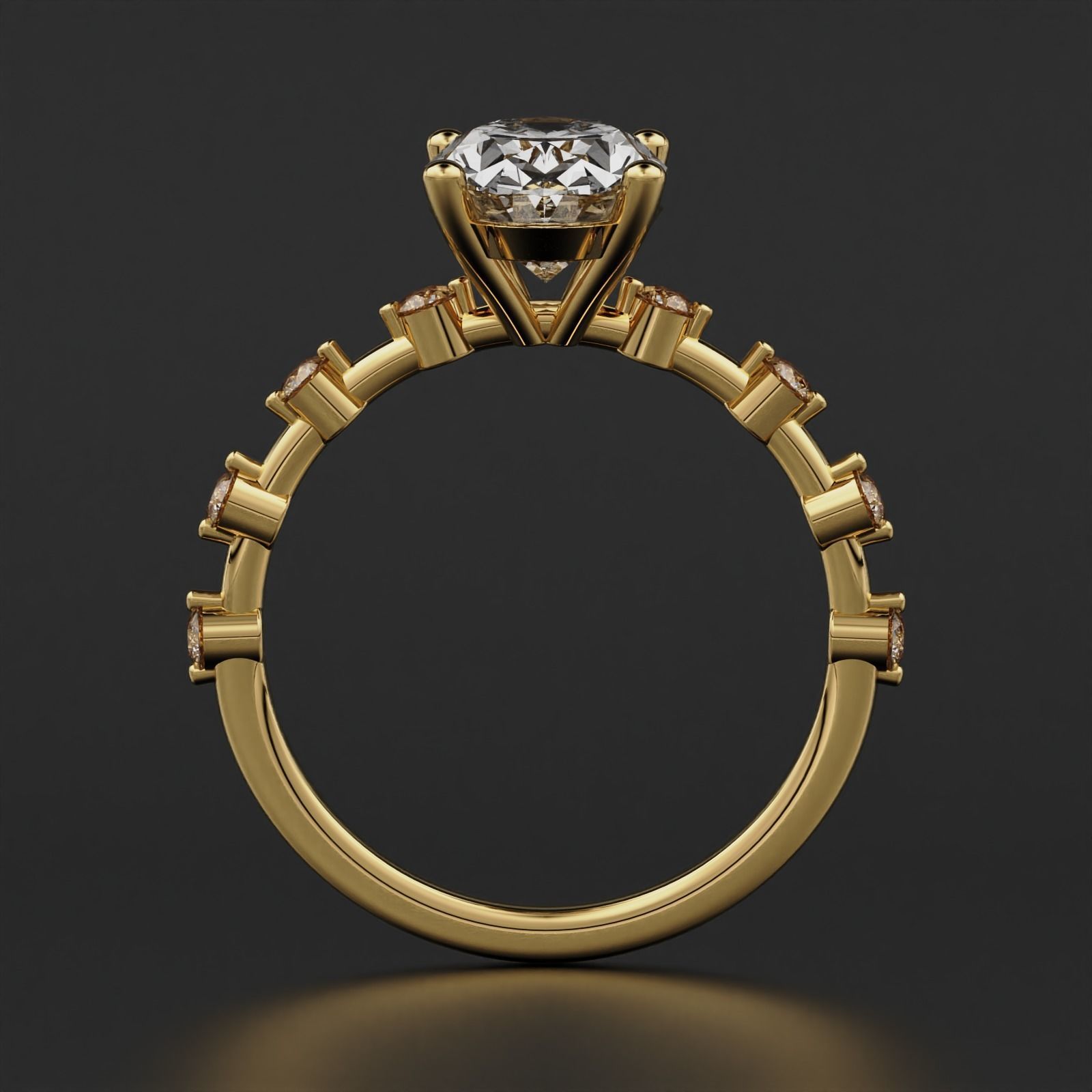 Oval Diamond Ring 3D print model_9