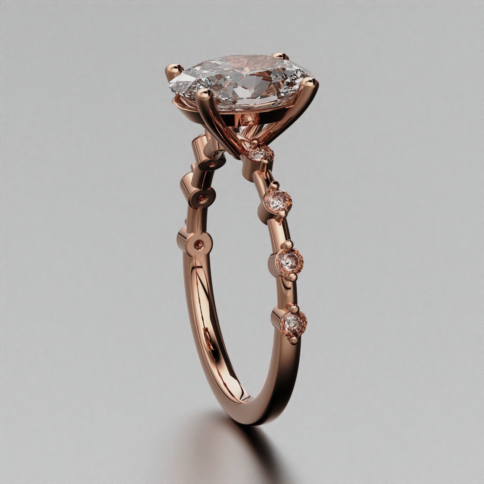 Oval Diamond Ring 3D print model_7