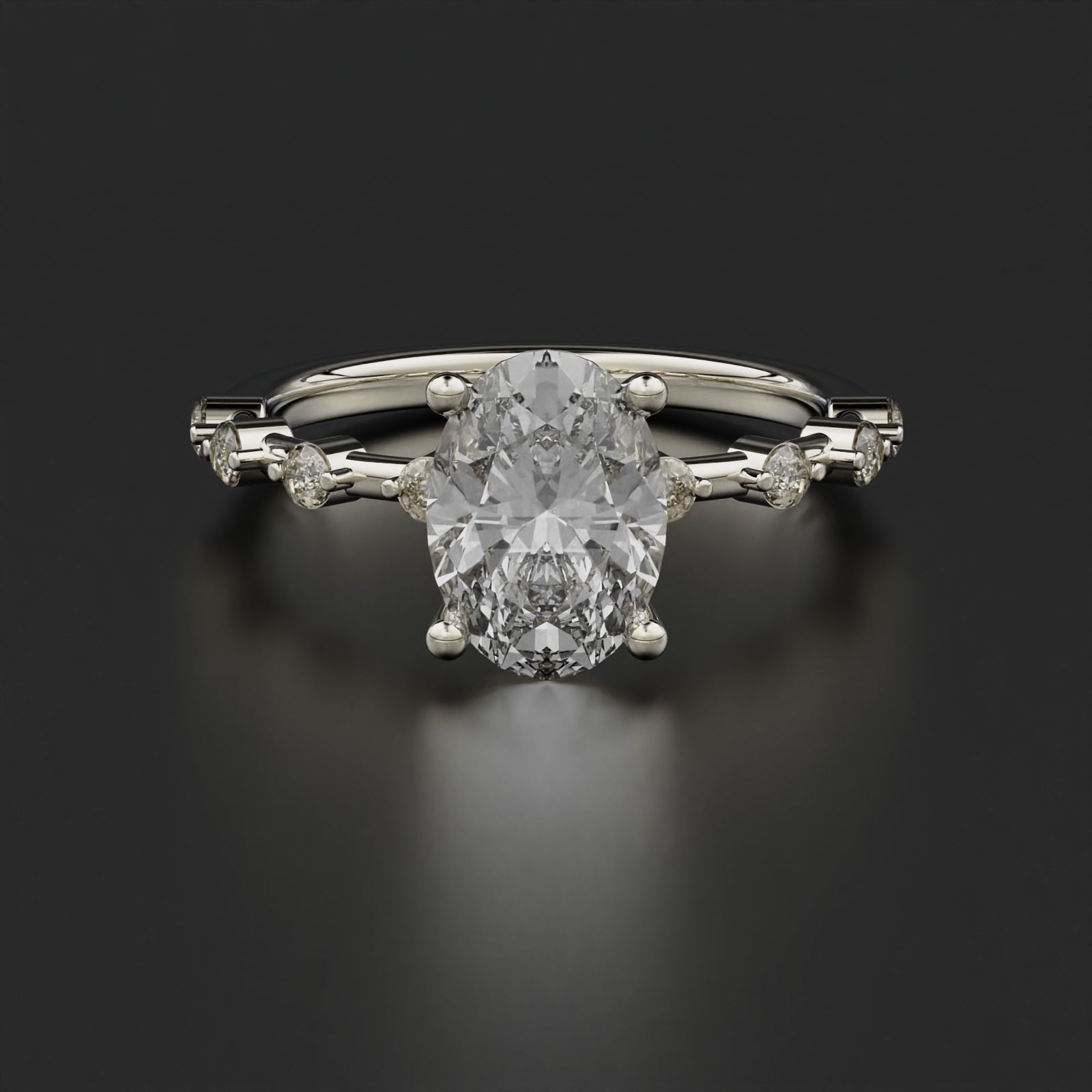 Oval Diamond Ring 3D print model_11