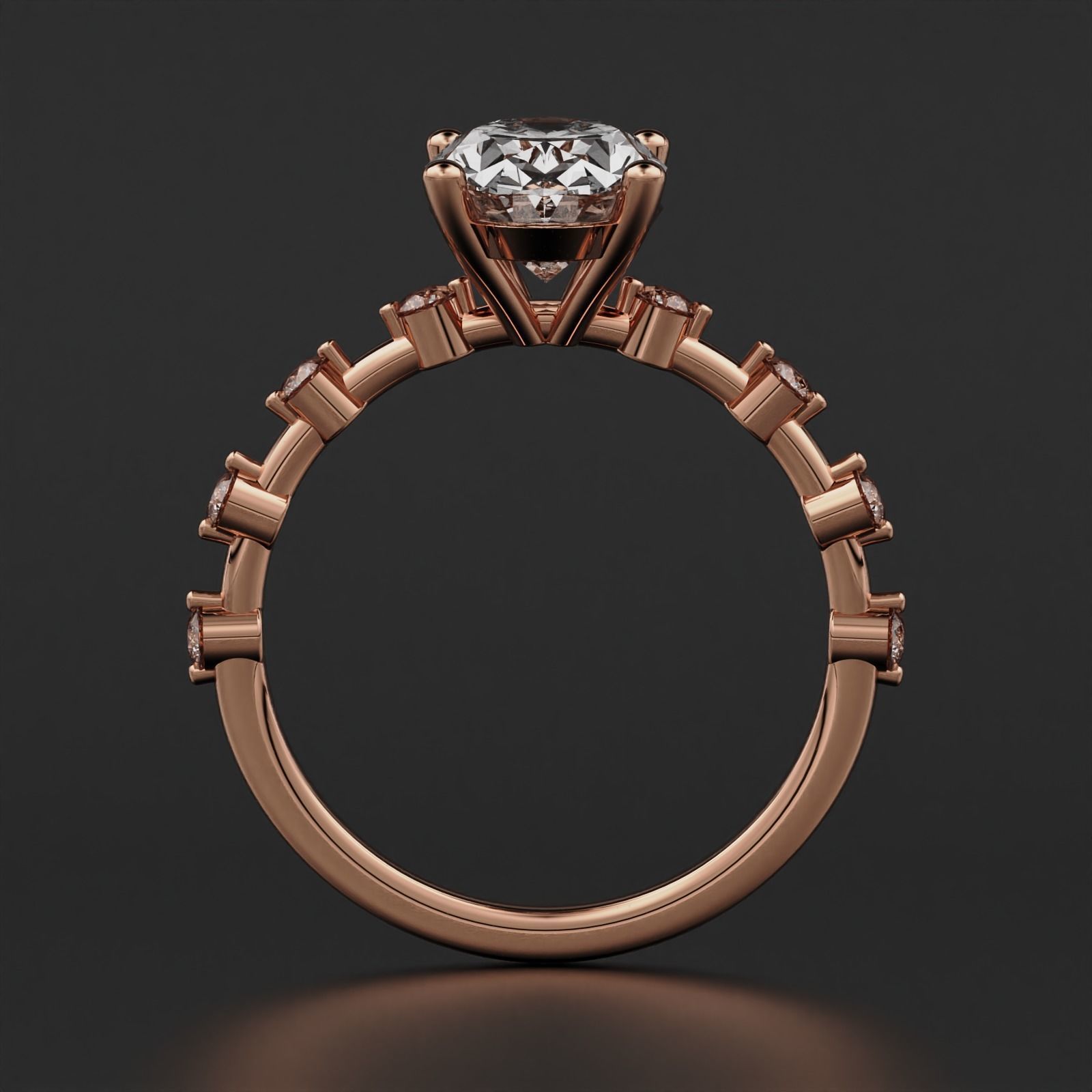 Oval Diamond Ring 3D print model_8