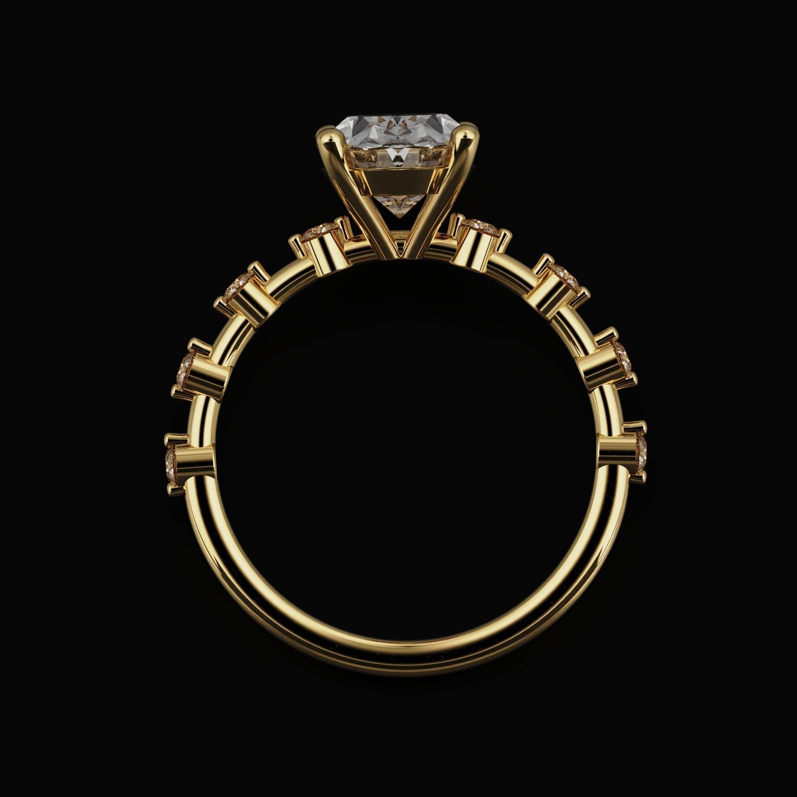 Oval Diamond Ring 3D print model_16