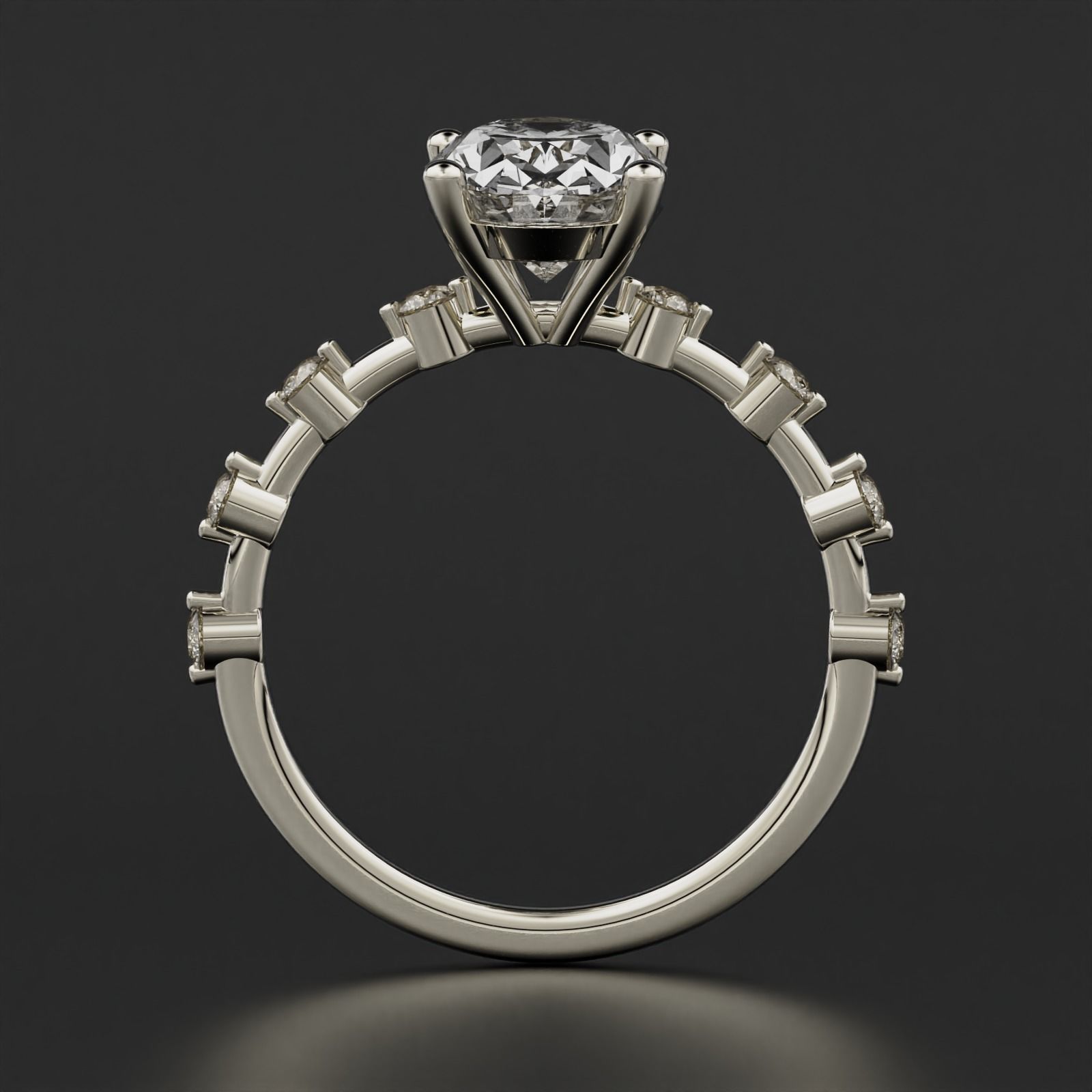 Oval Diamond Ring 3D print model_10