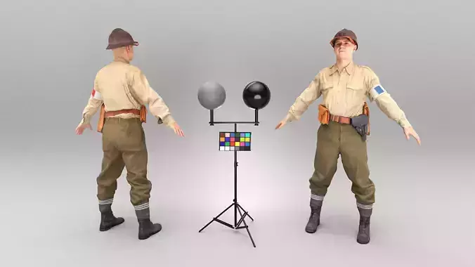 French soldier from WW2 ready for animation 363