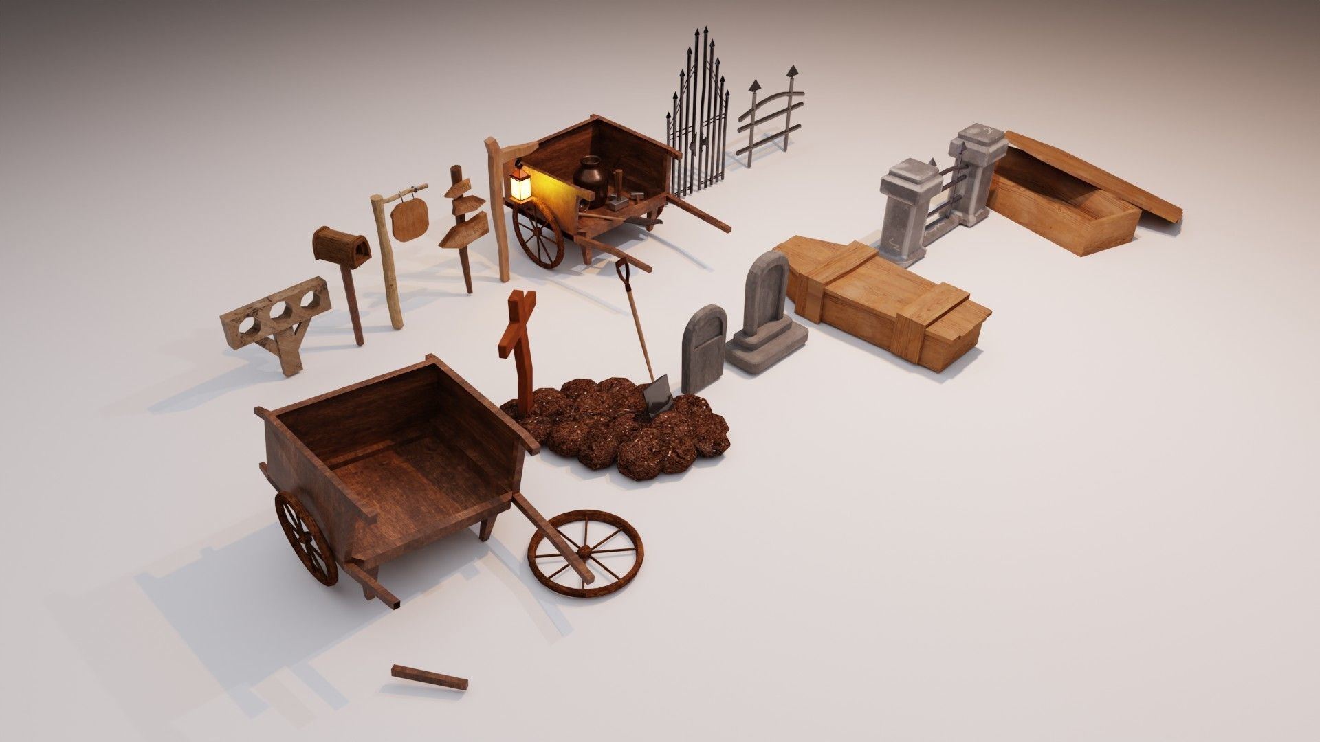 Old Cemetery 16 game Assets Low-poly 3D model_4