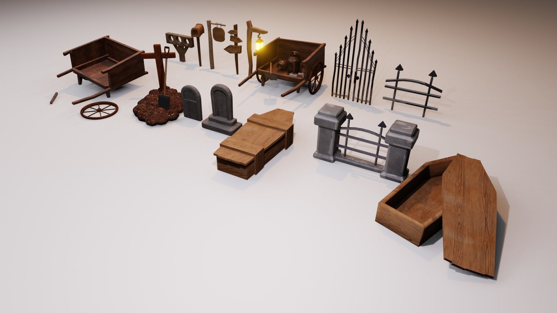 Old Cemetery 16 game Assets Low-poly 3D model_8