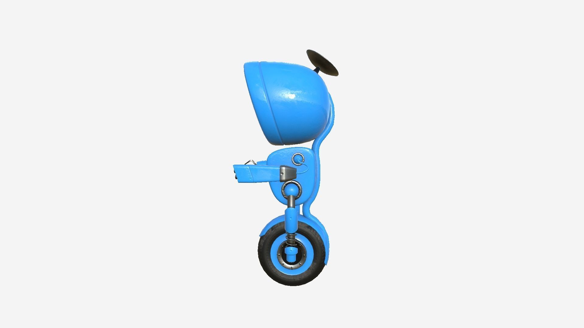 Wheel Robot H09 Blue - SciFi Character Design Low-poly 3D model_3