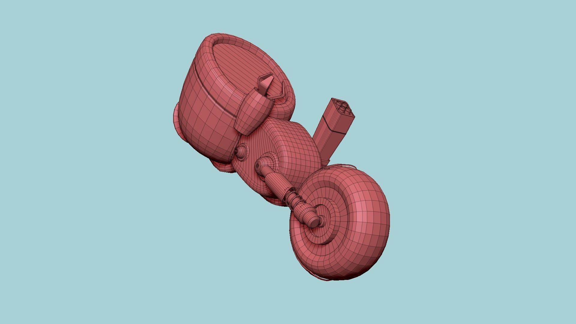 Wheel Robot H09 Blue - SciFi Character Design Low-poly 3D model_18