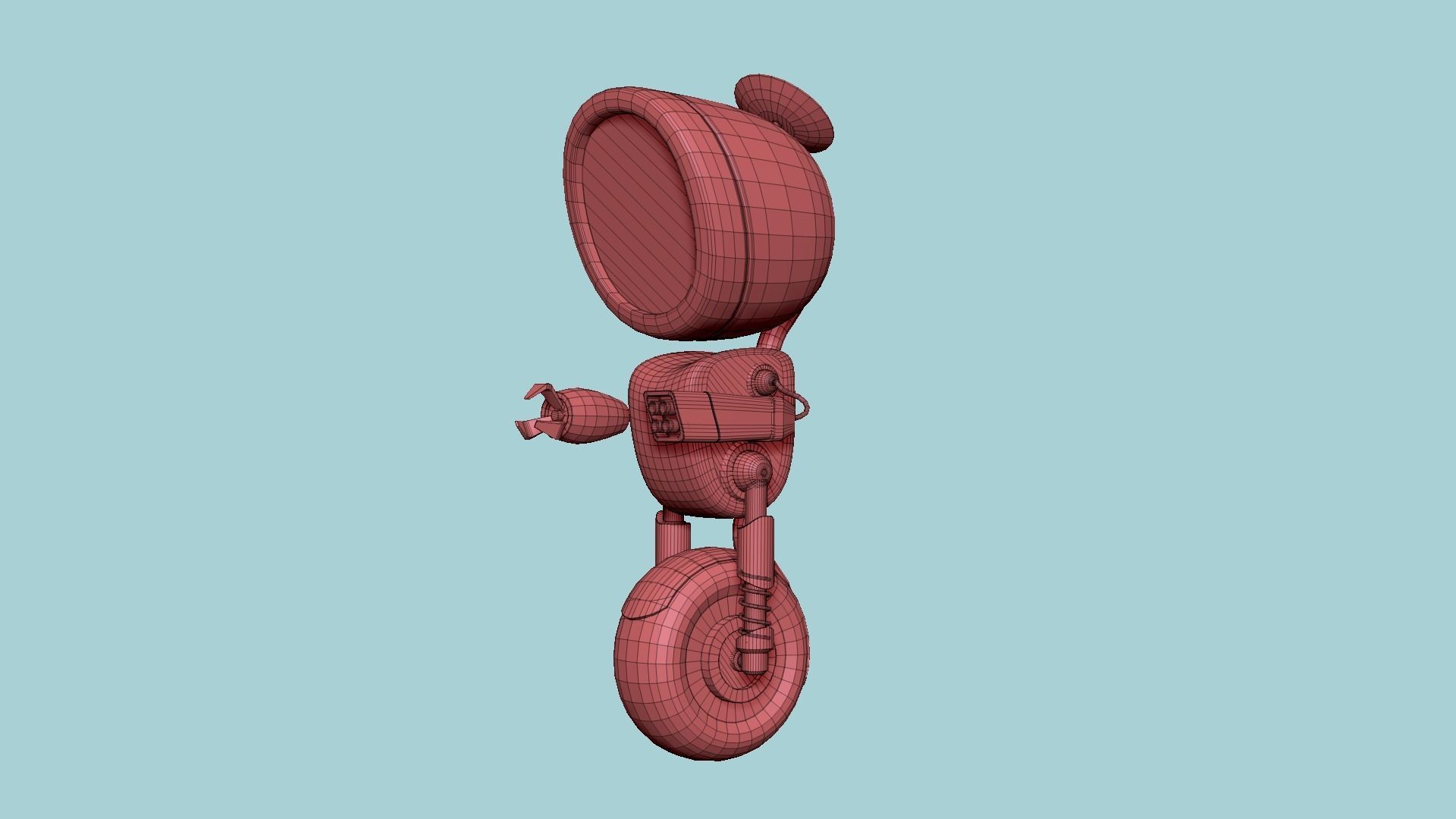 Wheel Robot H09 Blue - SciFi Character Design Low-poly 3D model_15