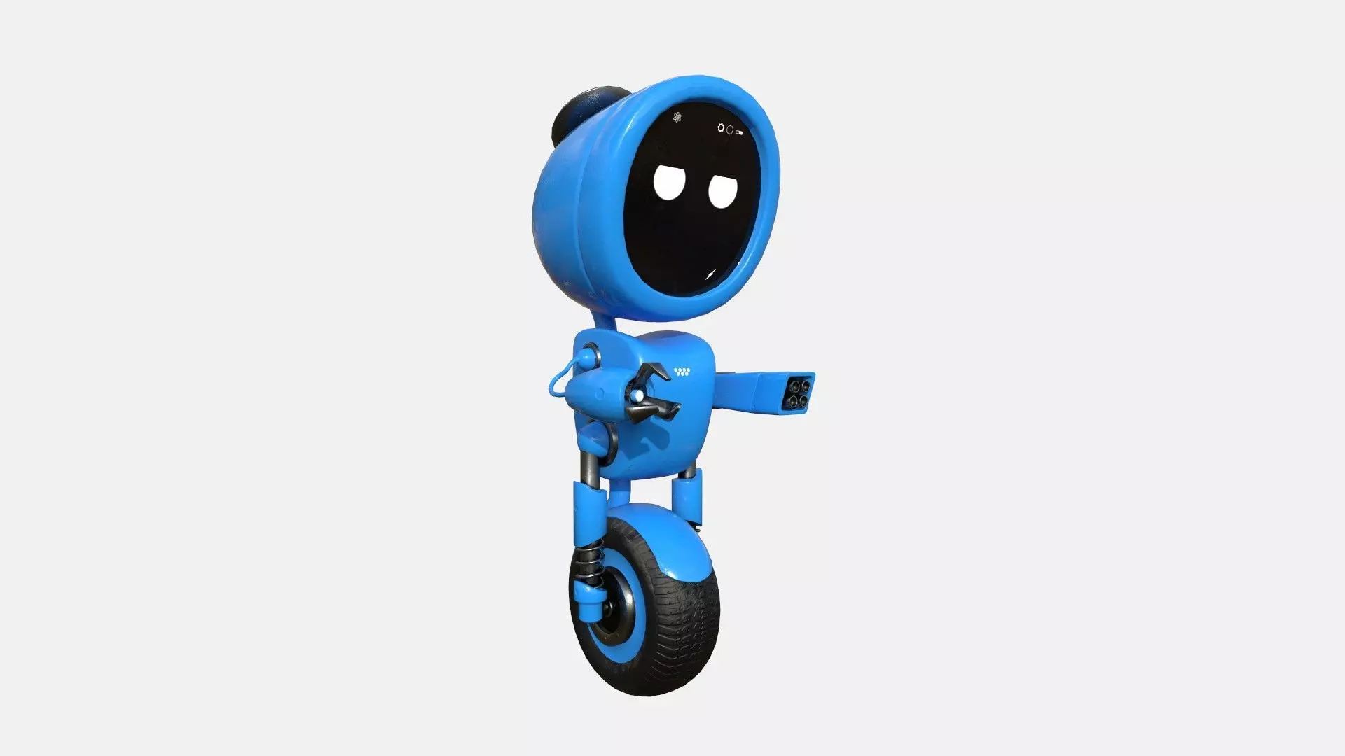 Wheel Robot H09 Blue - SciFi Character Design Low-poly 3D model_0