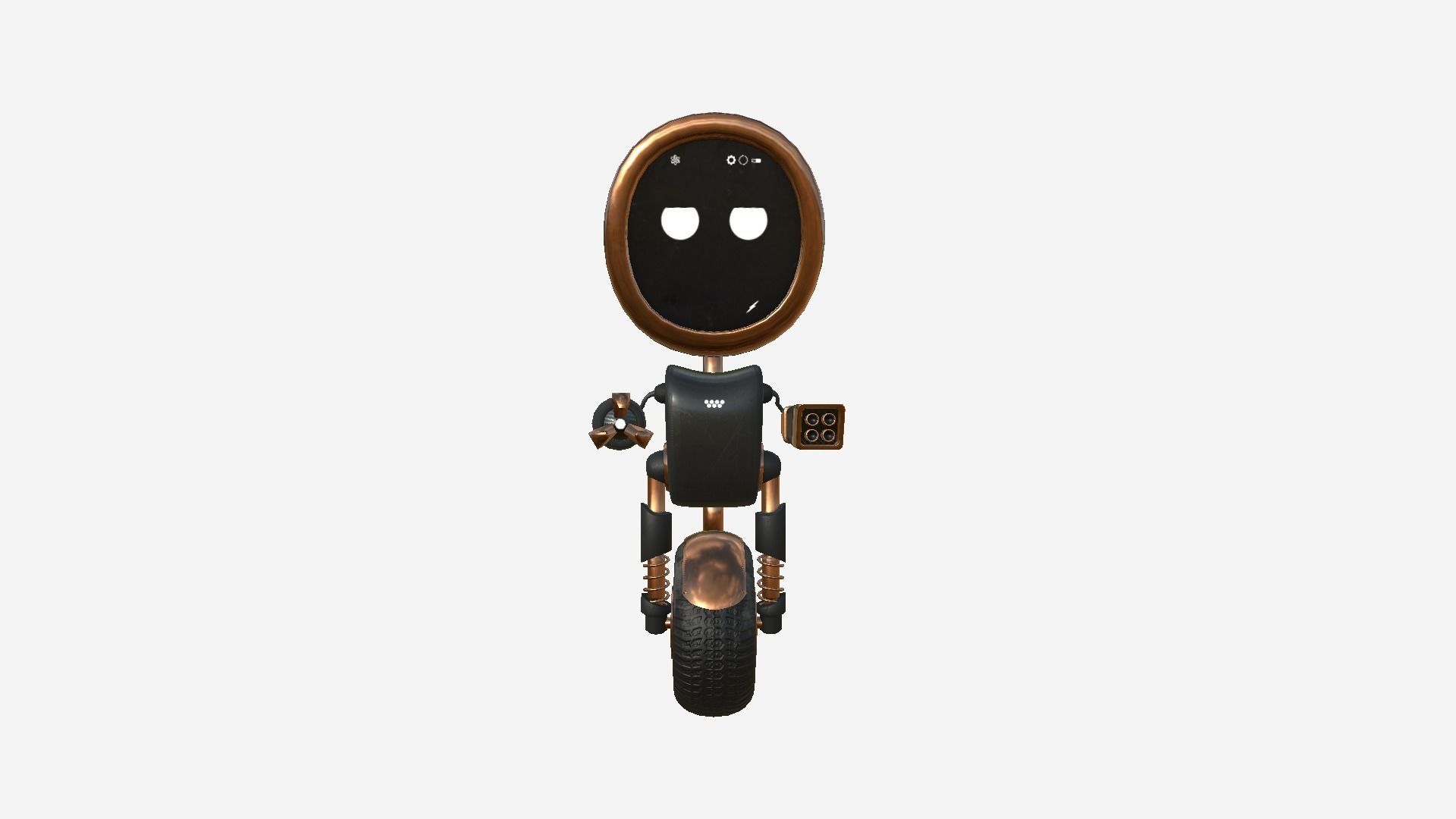 Wheel Robot H10 Black Copper - SciFi Character Design Low-poly 3D model_1
