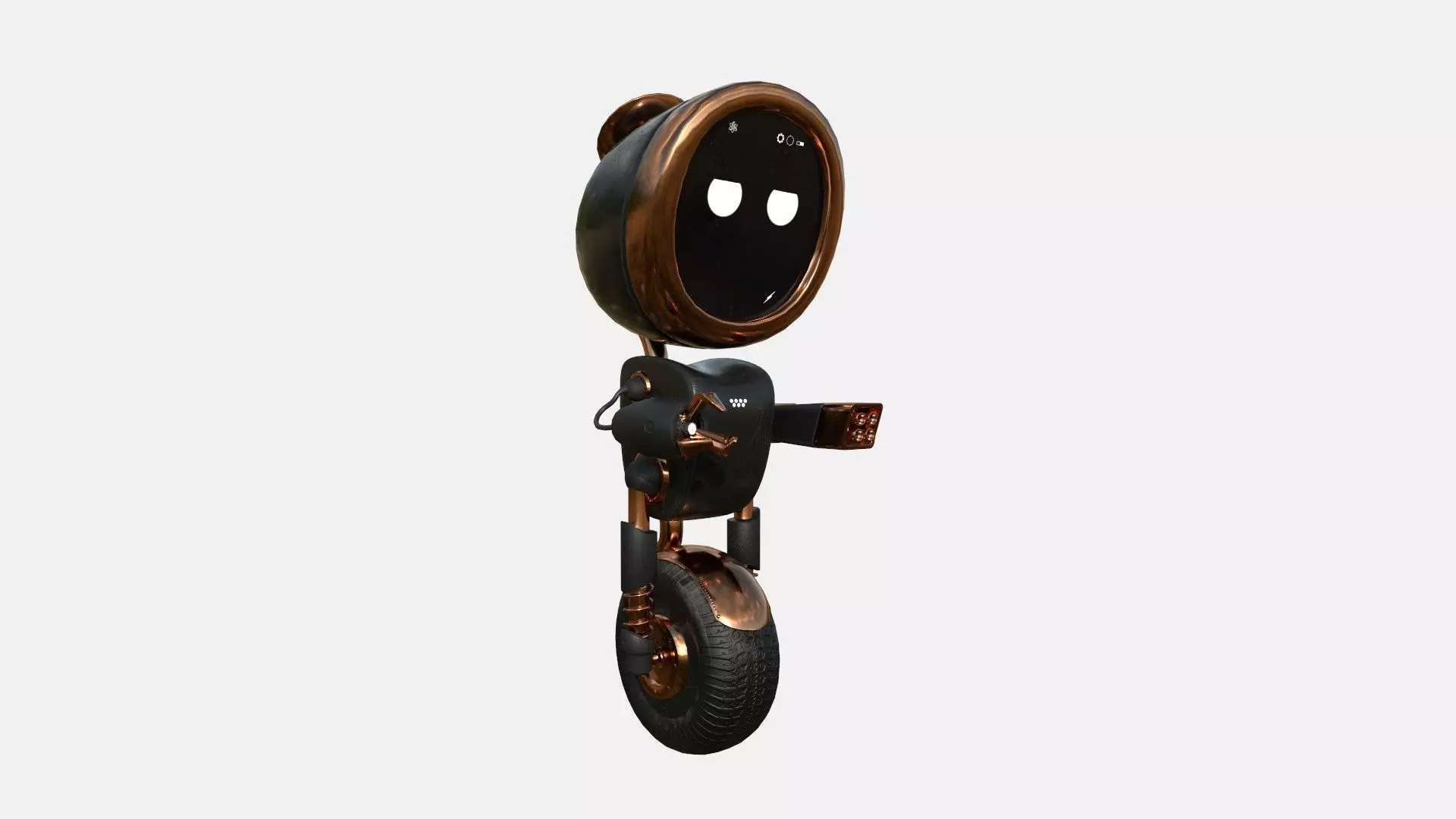 Wheel Robot H10 Black Copper - SciFi Character Design Low-poly 3D model_0