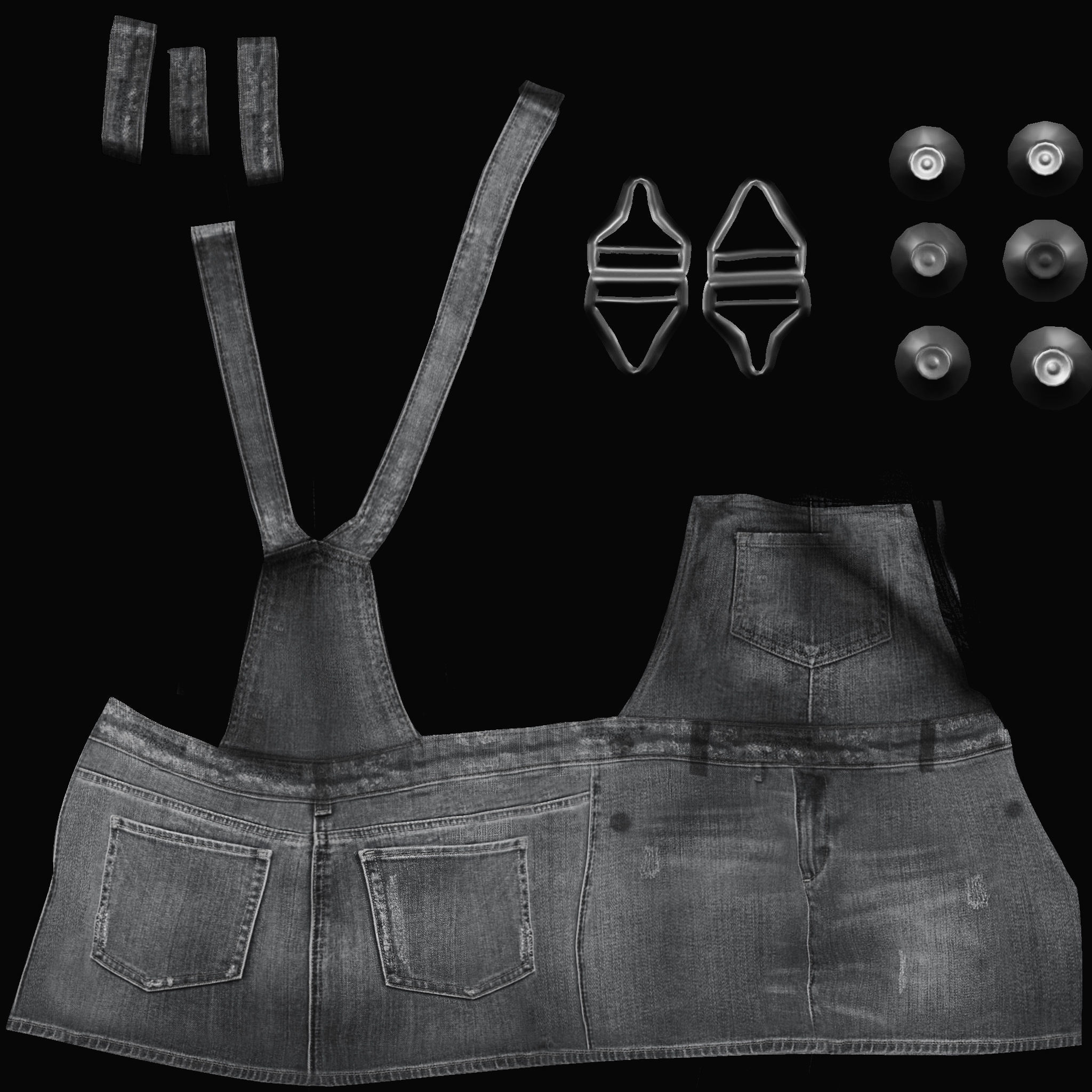 Skirt Overall Low-poly 3D model_11