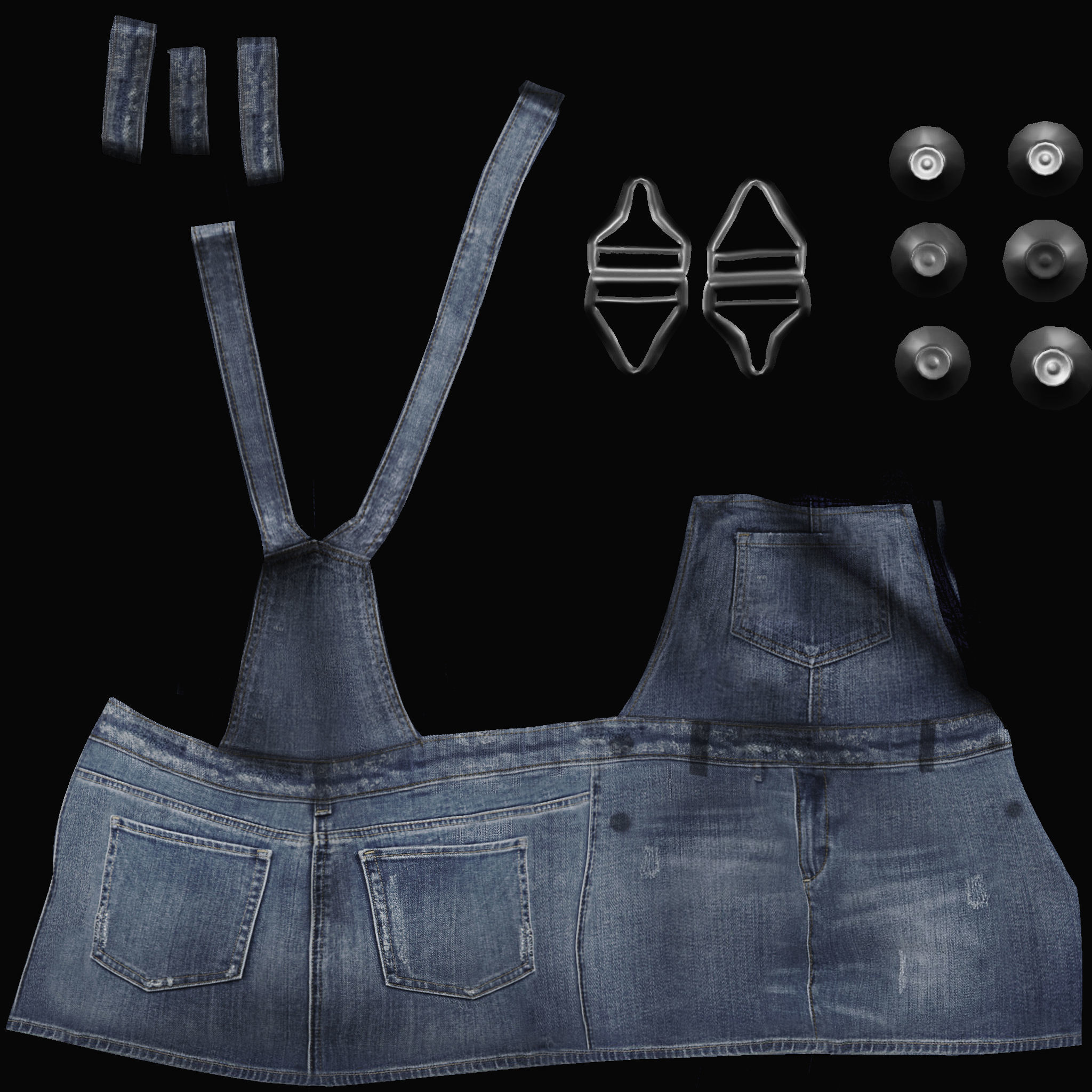 Skirt Overall Low-poly 3D model_12