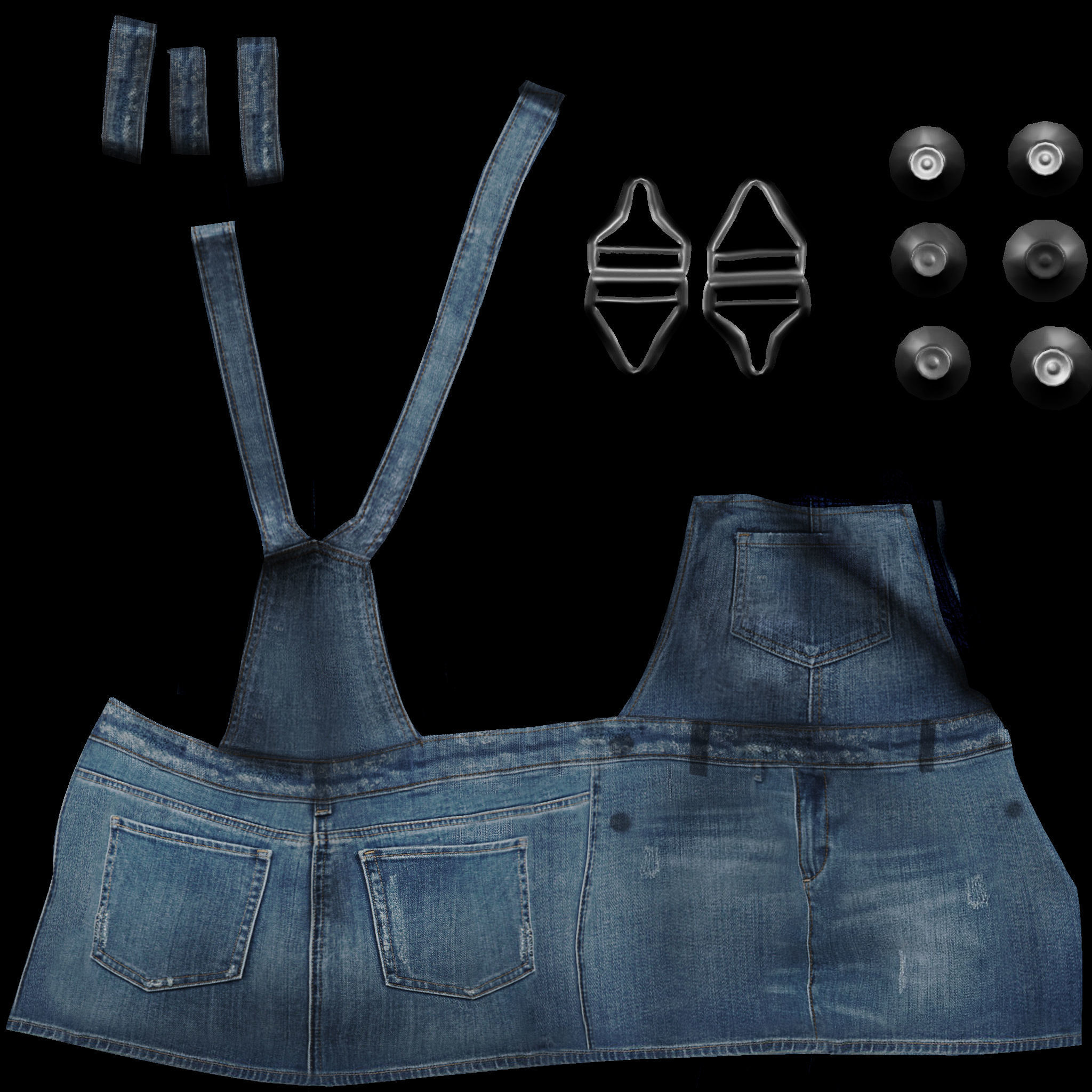 Skirt Overall Low-poly 3D model_13