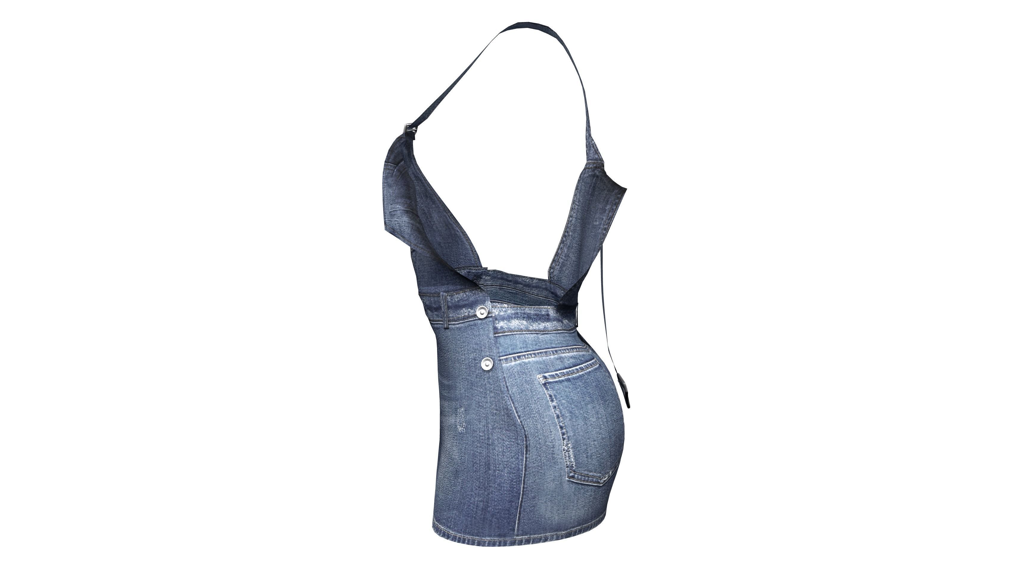 Skirt Overall Low-poly 3D model_7