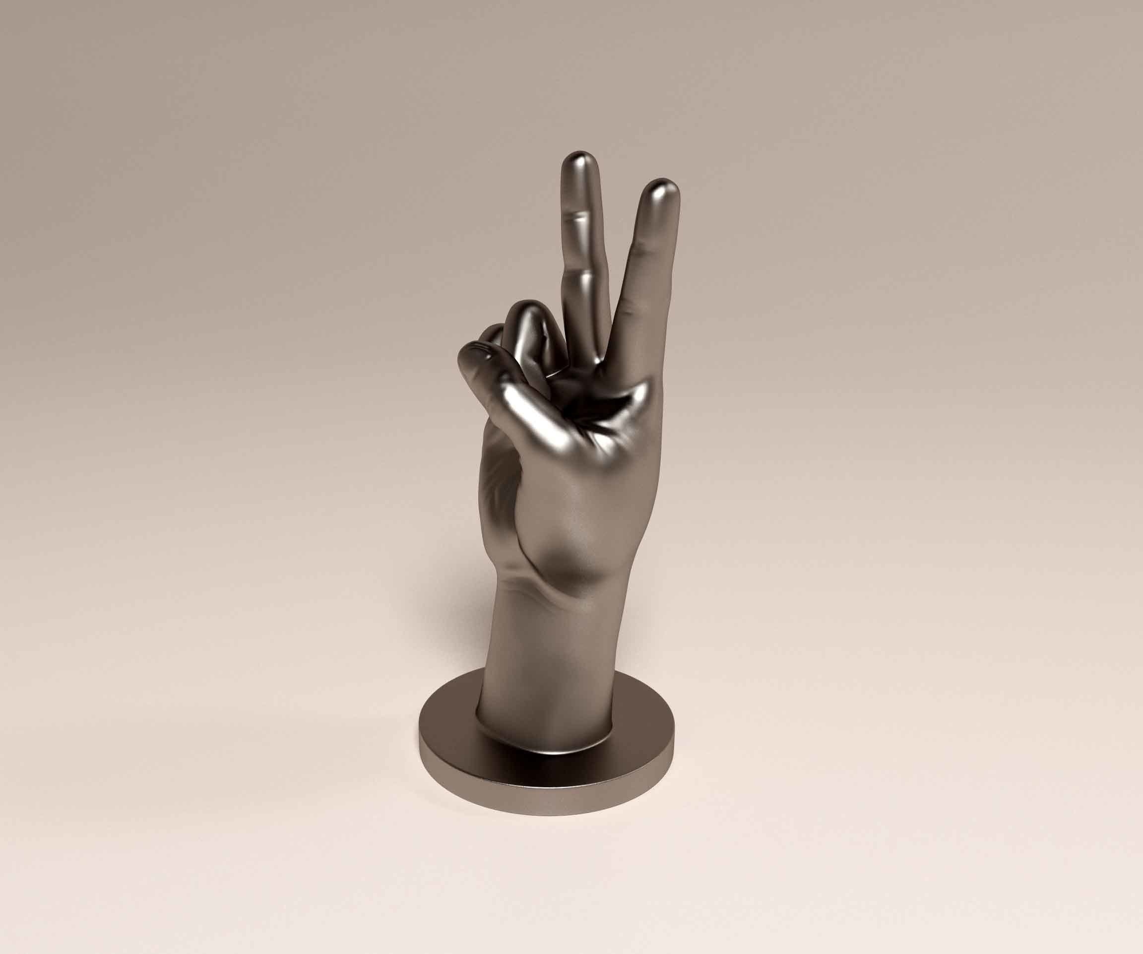 Hand Peace 3D print model_3