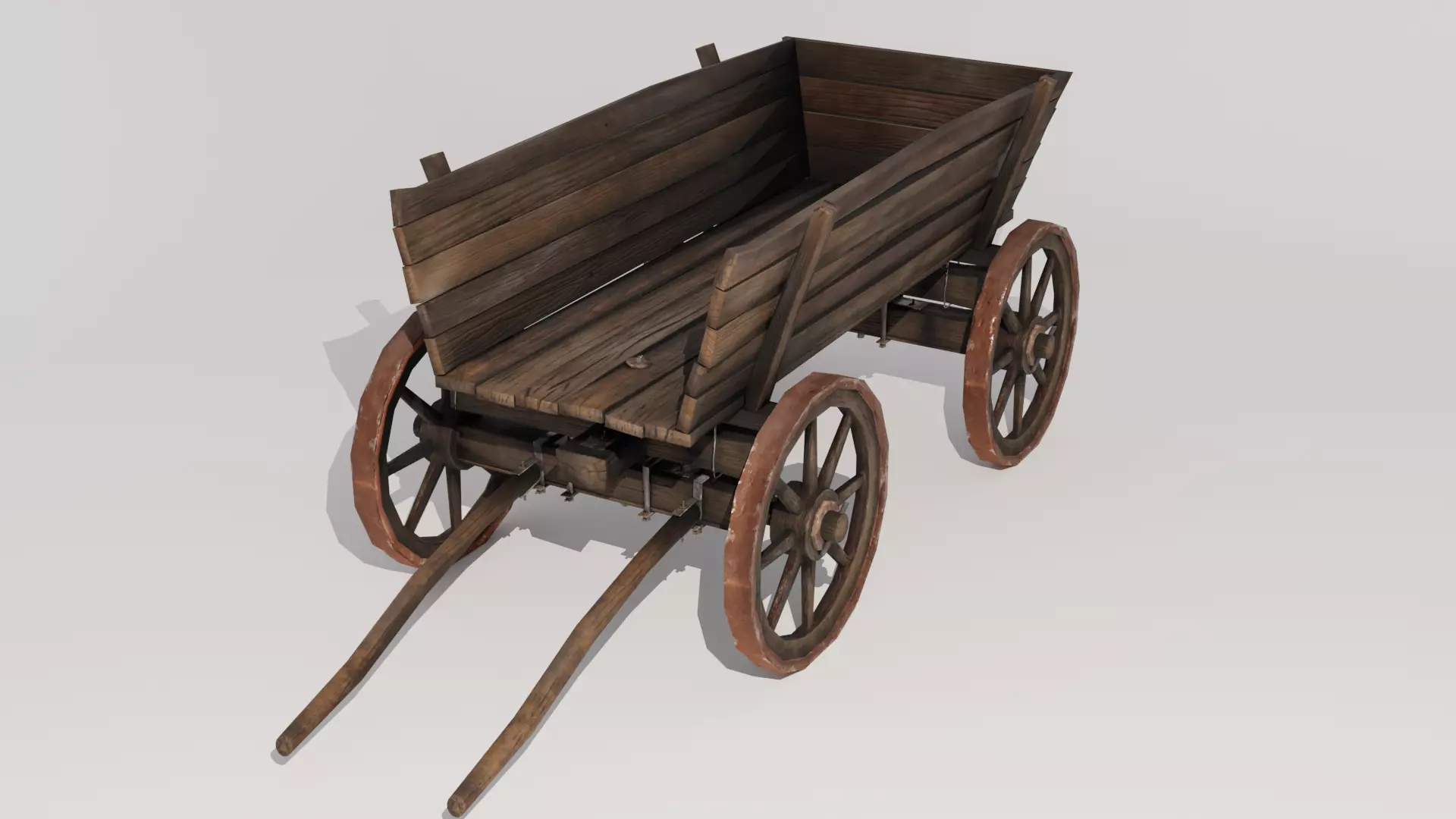 Medieval Wagon Low-poly 3D model_0