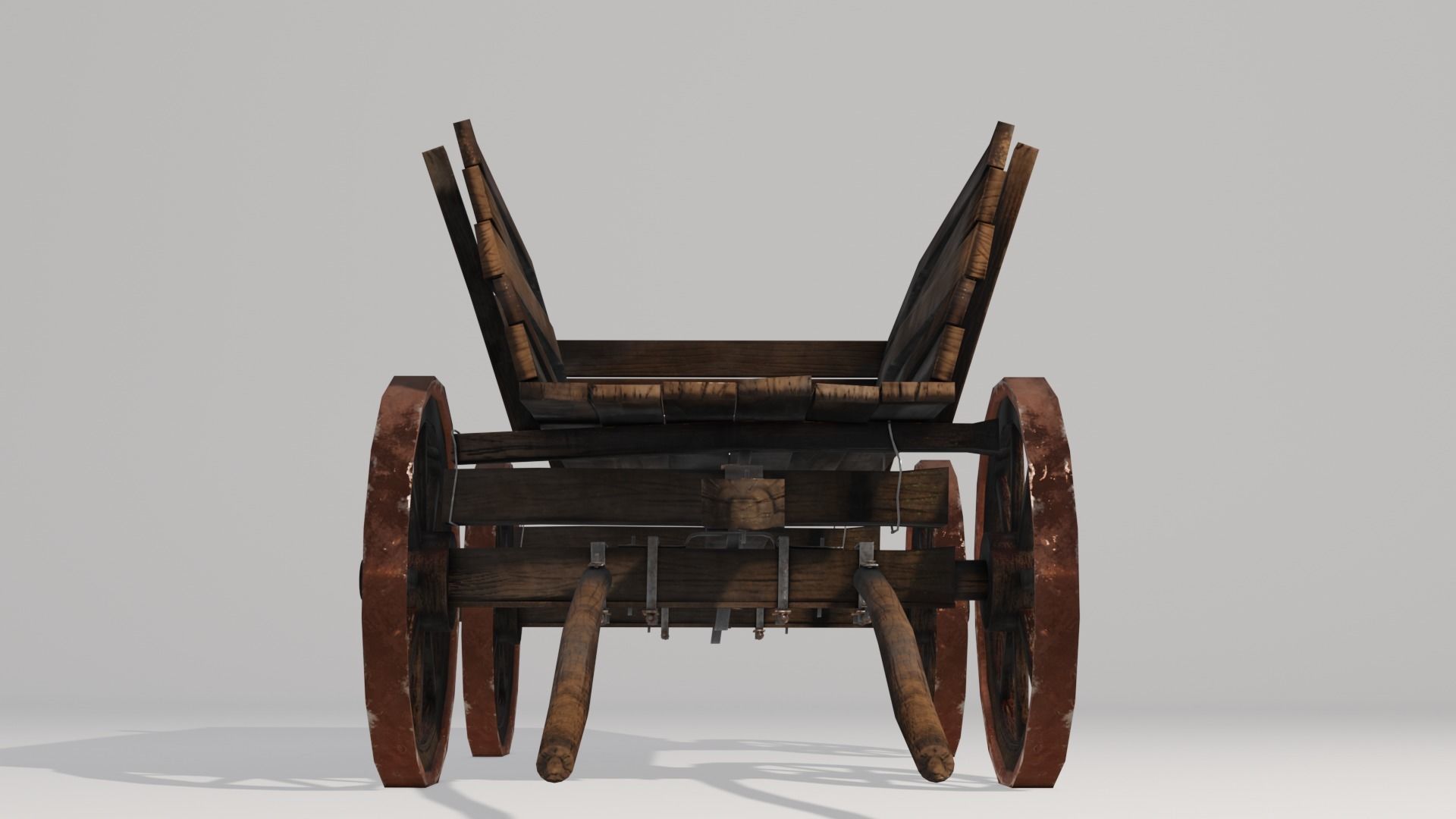 Medieval Wagon Low-poly 3D model_5