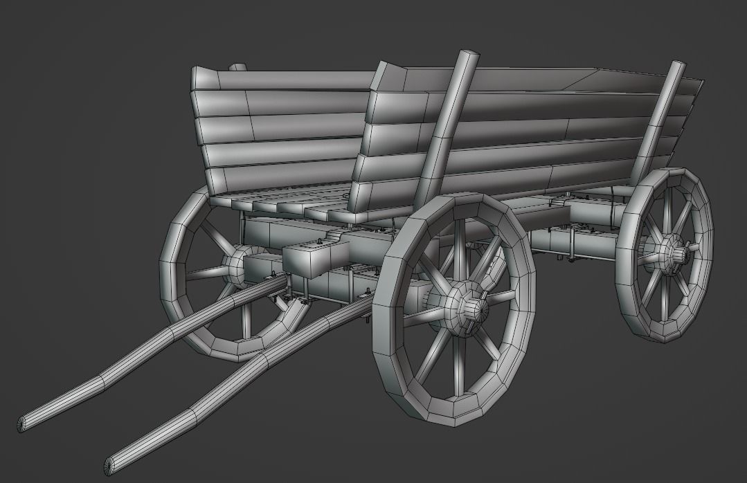 Medieval Wagon Low-poly 3D model_1