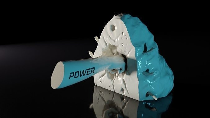 Power rock with knife in it 3D print model