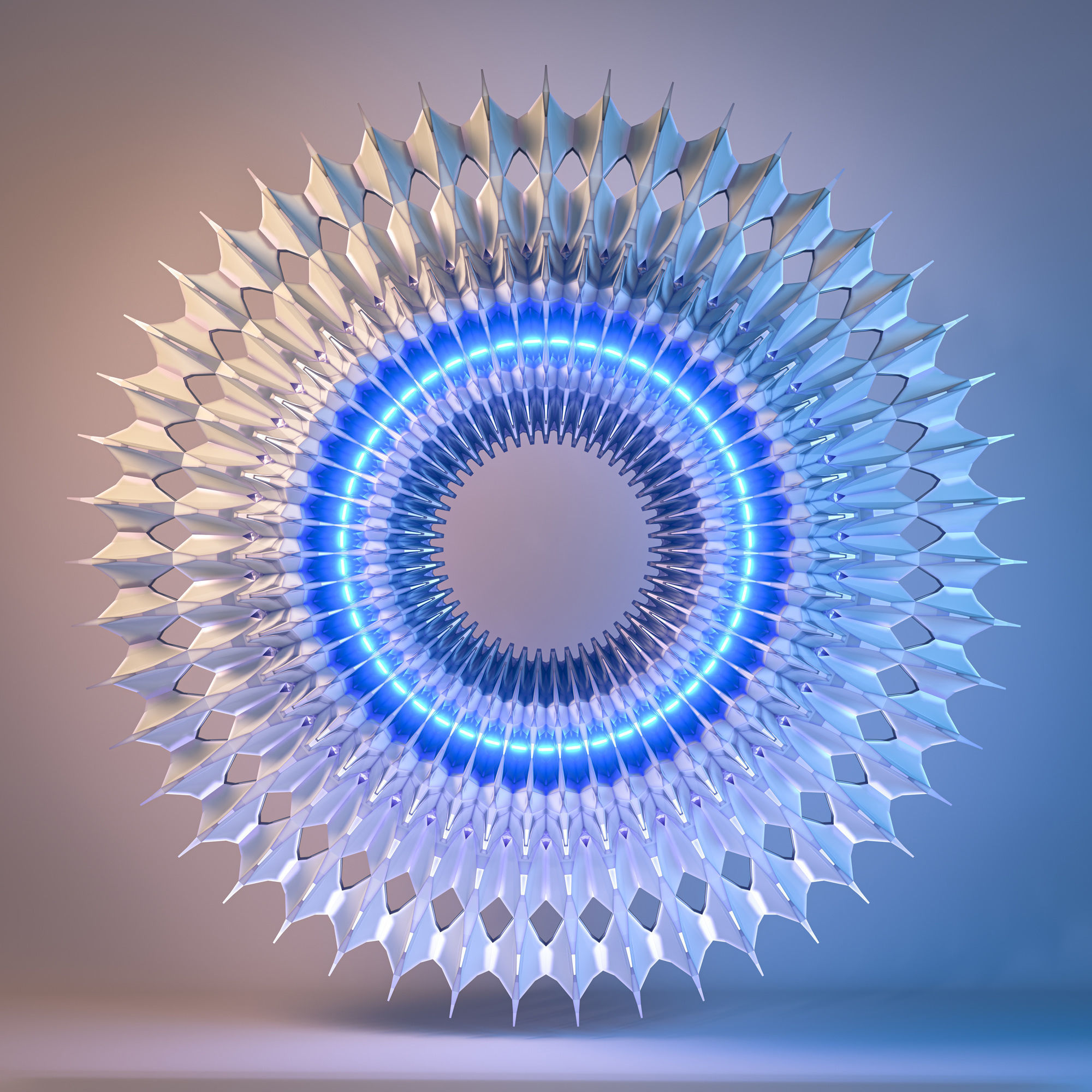 12 Symmetrical Abstract Geometric Mandala Fractal Kitbash Set 3D 3D model_12