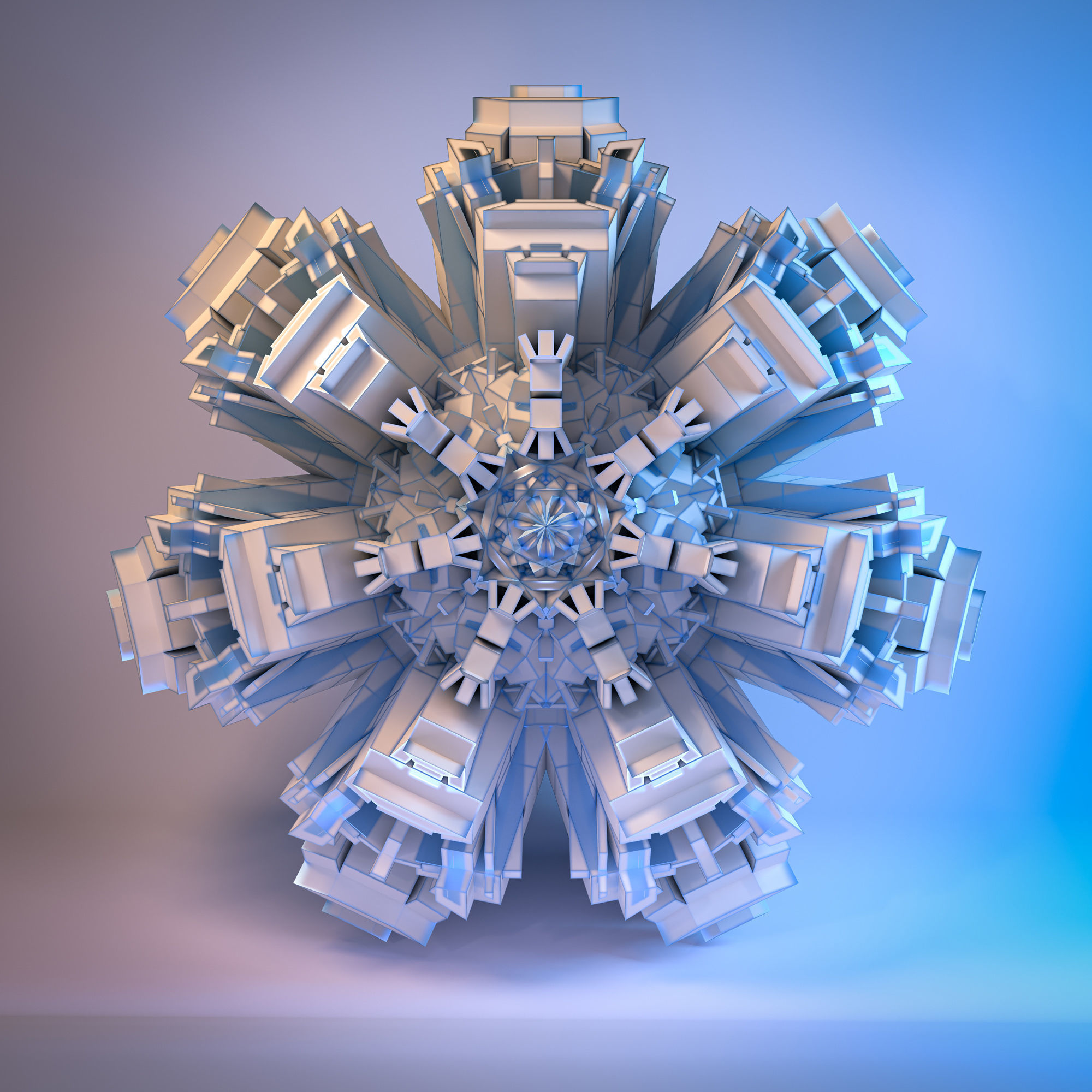 12 Symmetrical Abstract Geometric Mandala Fractal Kitbash Set 3D 3D model_6