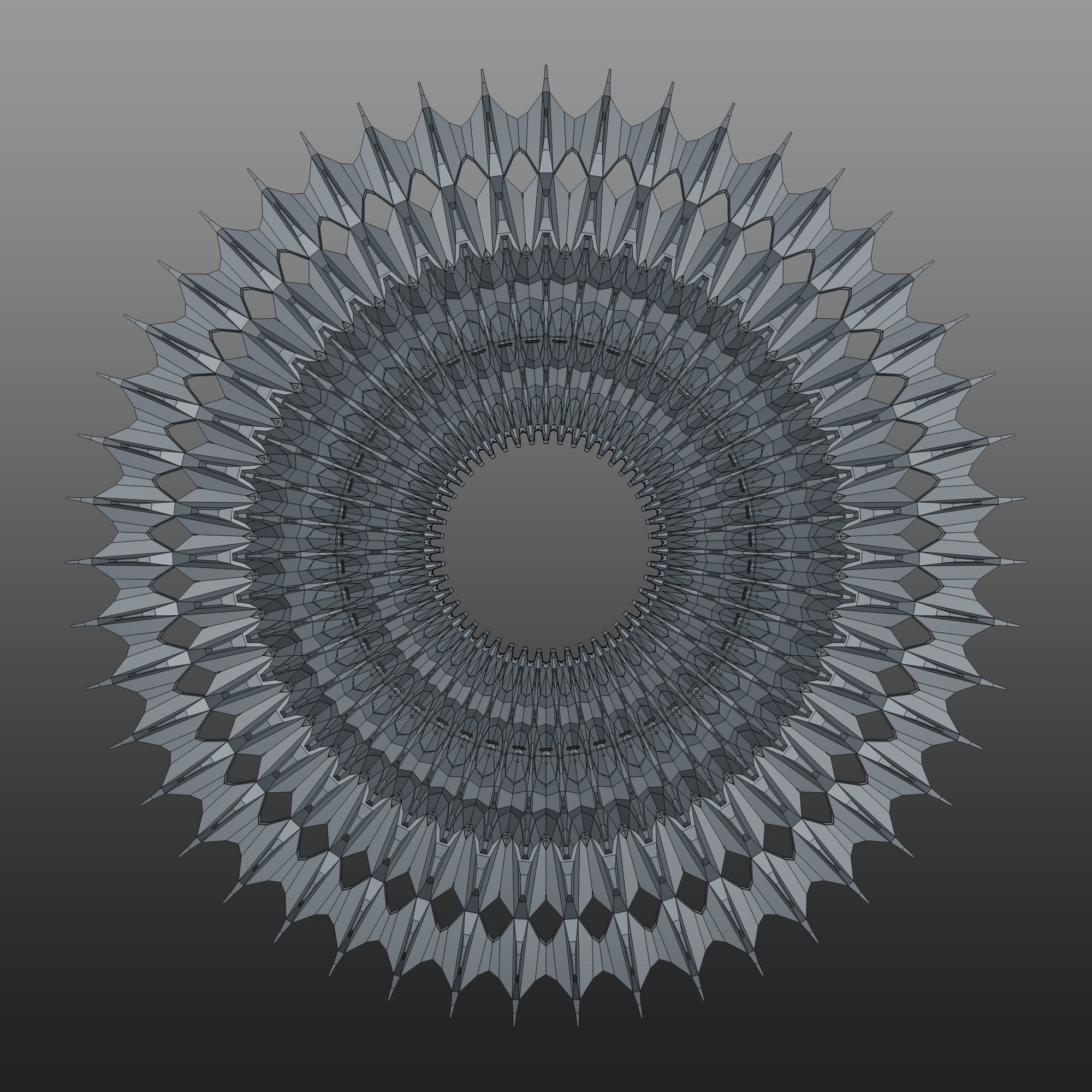 12 Symmetrical Abstract Geometric Mandala Fractal Kitbash Set 3D 3D model_14
