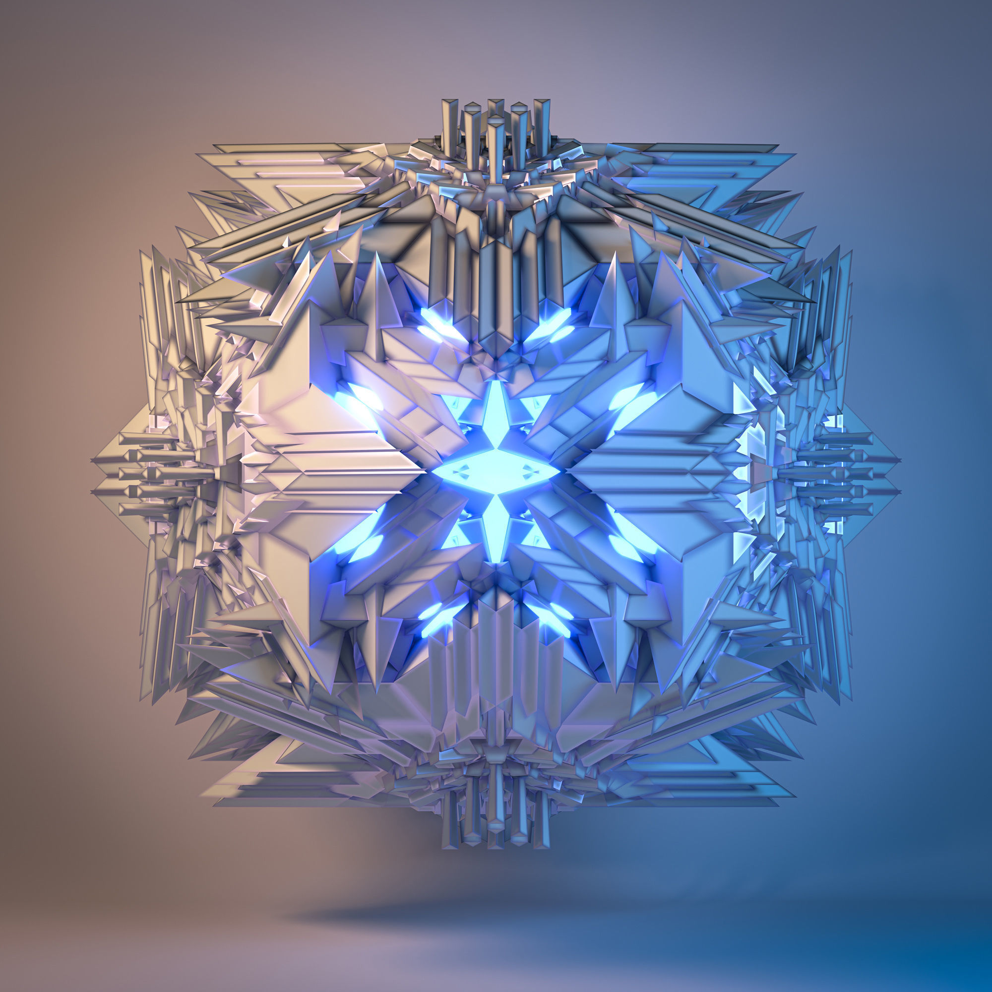 12 Symmetrical Abstract Geometric Mandala Fractal Kitbash Set 3D 3D model_10
