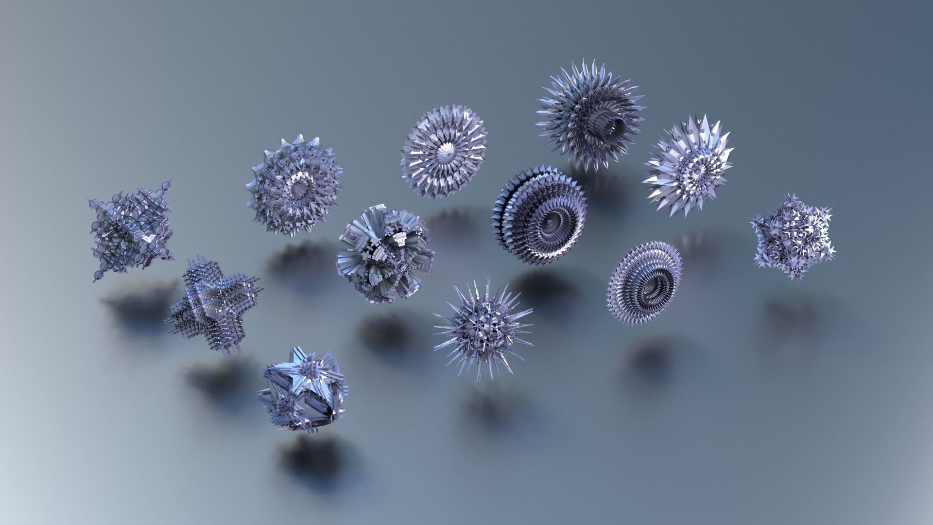 12 Symmetrical Abstract Geometric Mandala Fractal Kitbash Set 3D 3D model_1