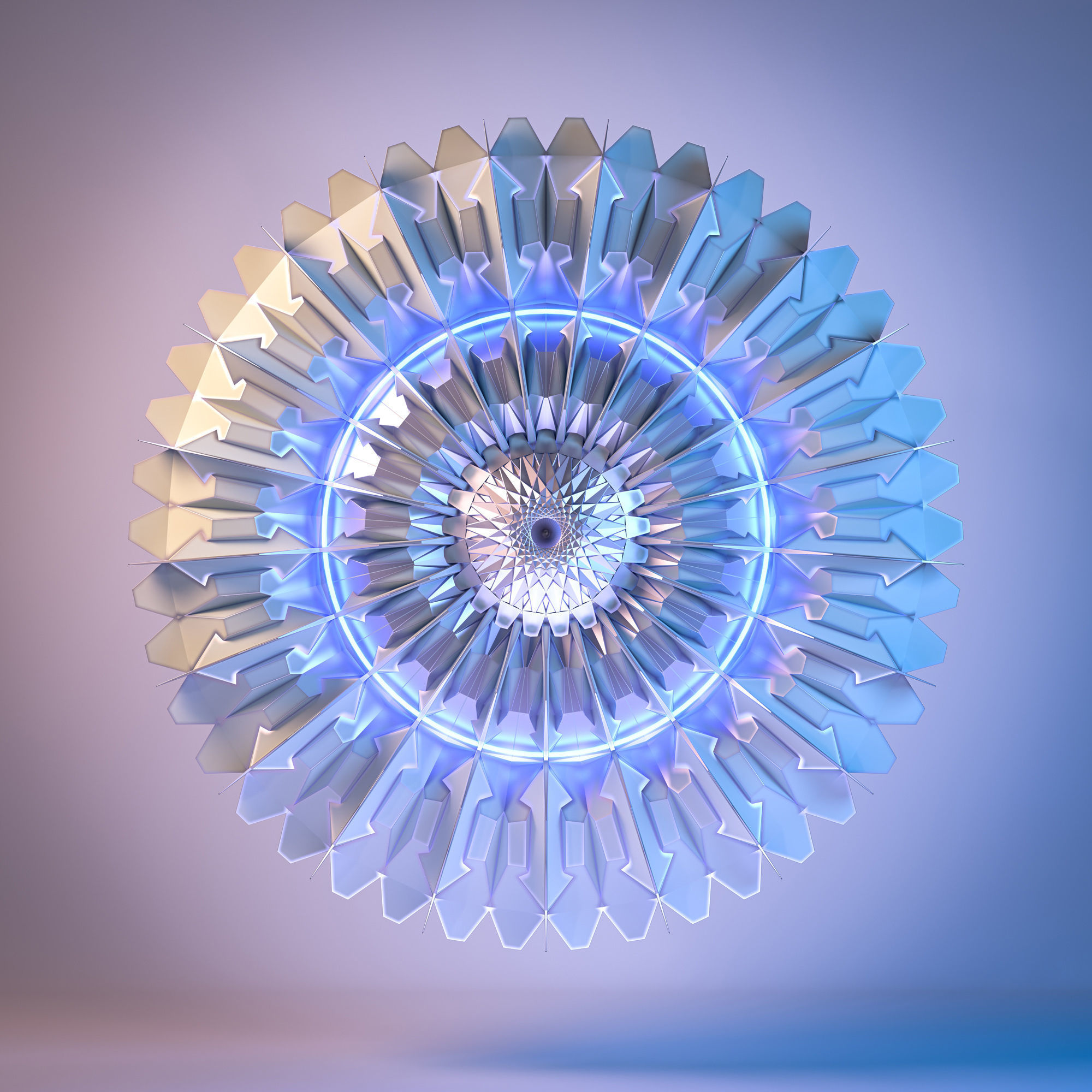 12 Symmetrical Abstract Geometric Mandala Fractal Kitbash Set 3D 3D model_3