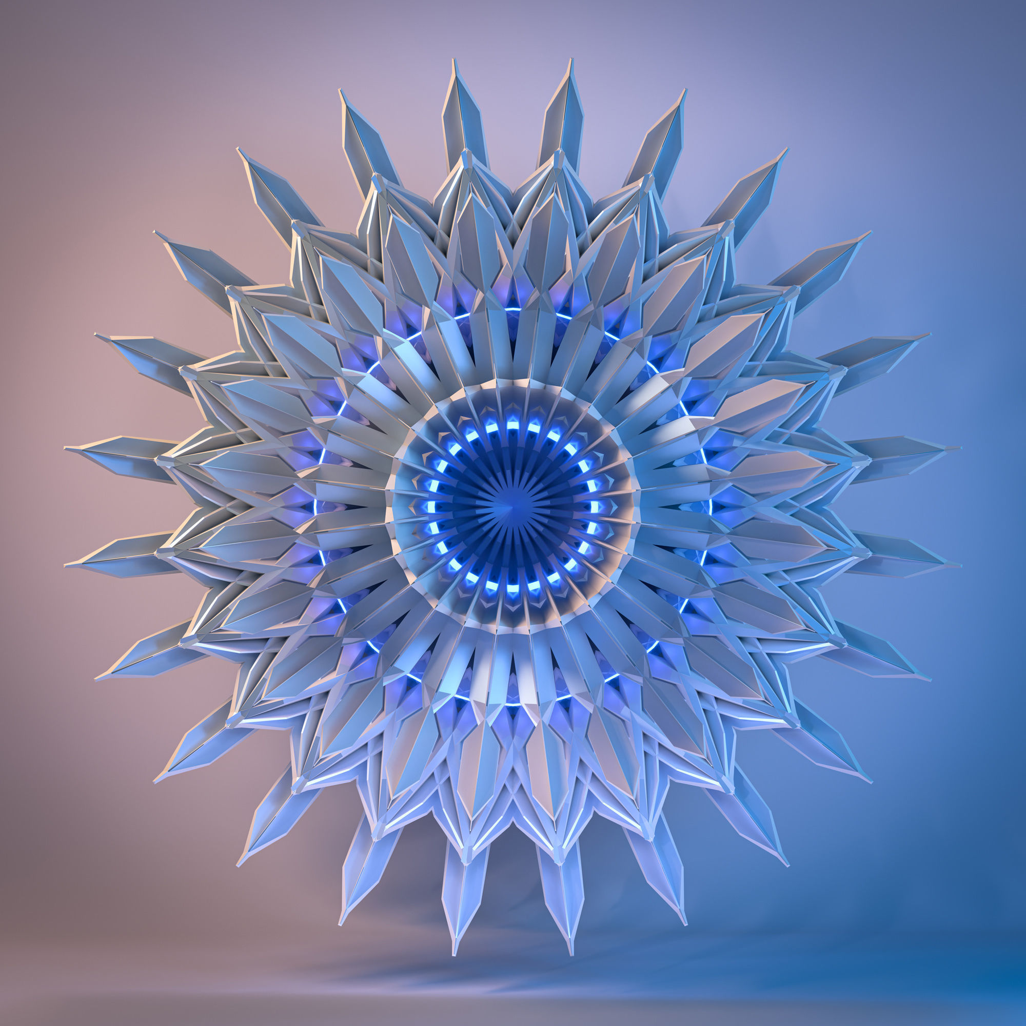 12 Symmetrical Abstract Geometric Mandala Fractal Kitbash Set 3D 3D model_5