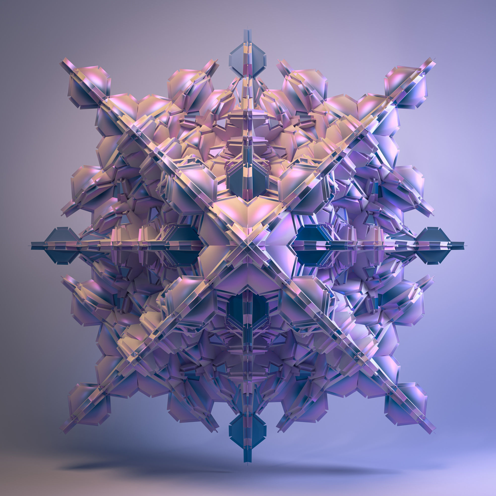 12 Symmetrical Abstract Geometric Mandala Fractal Kitbash Set 3D 3D model_4