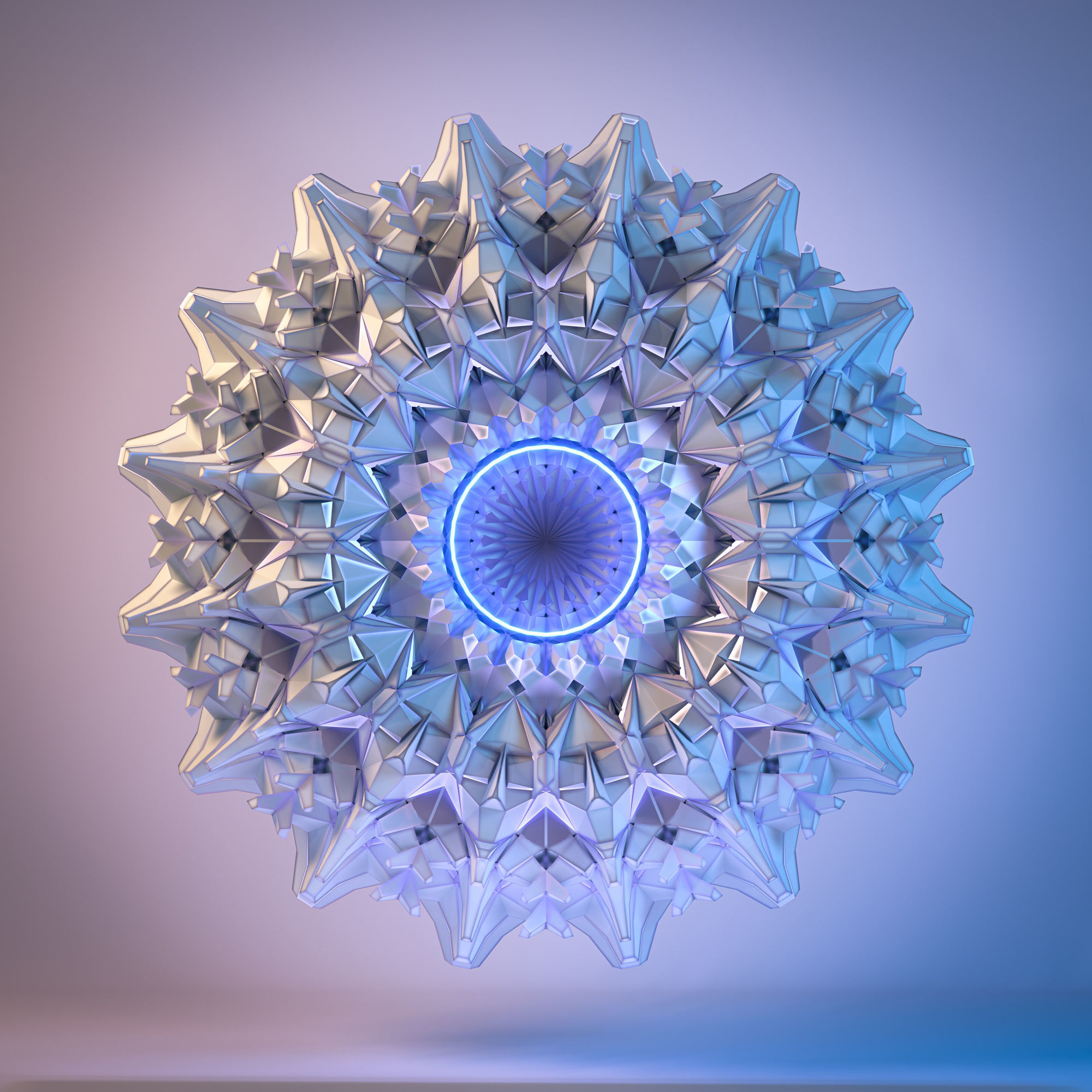 12 Symmetrical Abstract Geometric Mandala Fractal Kitbash Set 3D 3D model_2
