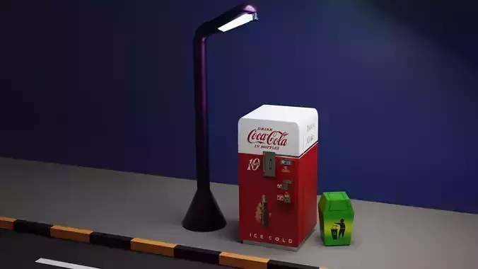 1950s Coca Cola Vending Machine Low-poly 3D model
