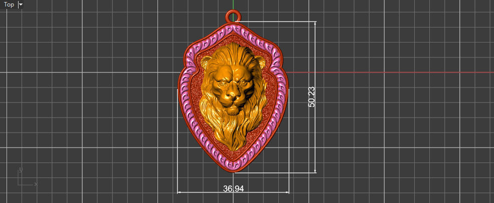 The Calm Lion Shield Pendant 3D print model_21