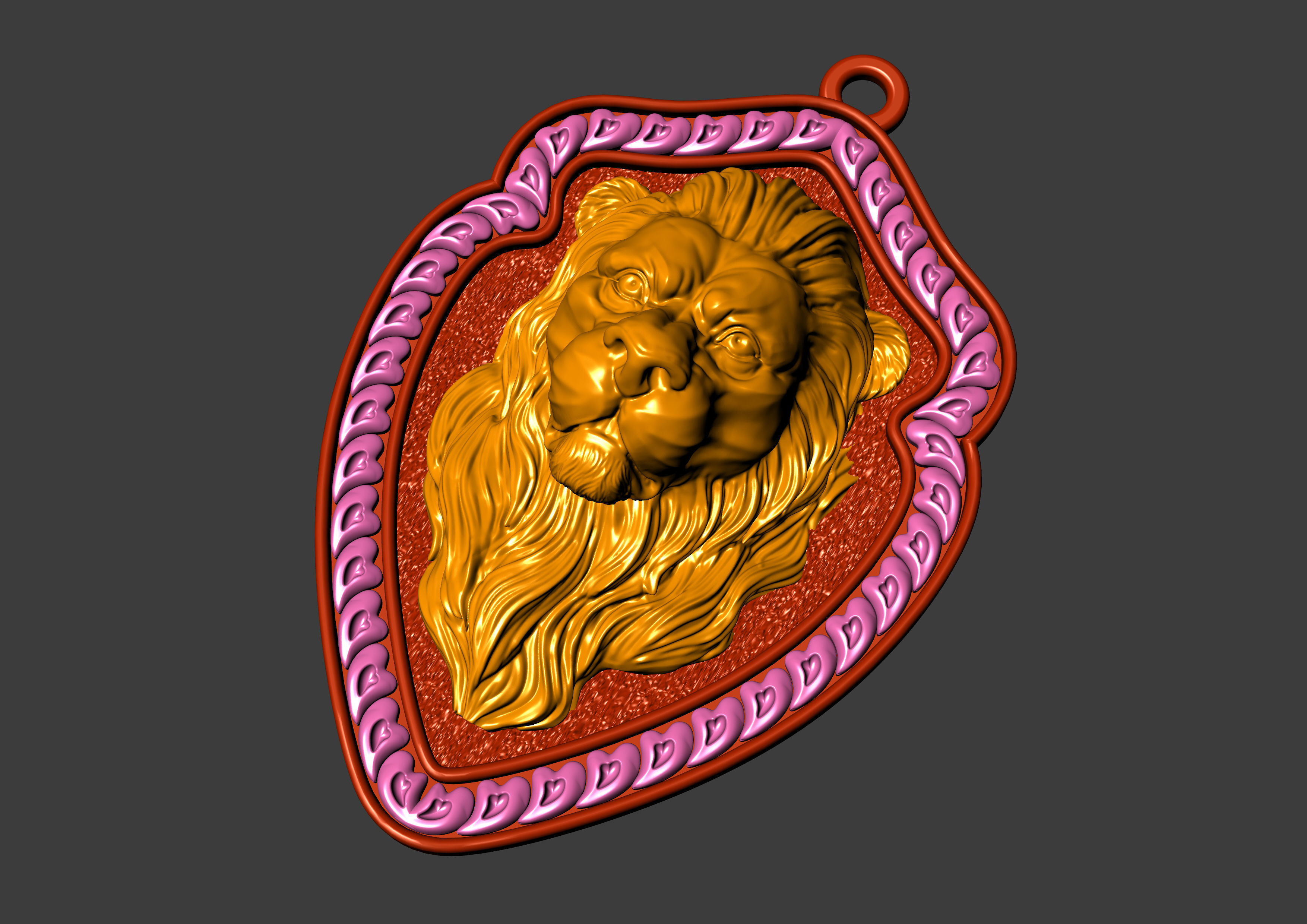 The Calm Lion Shield Pendant 3D print model_19