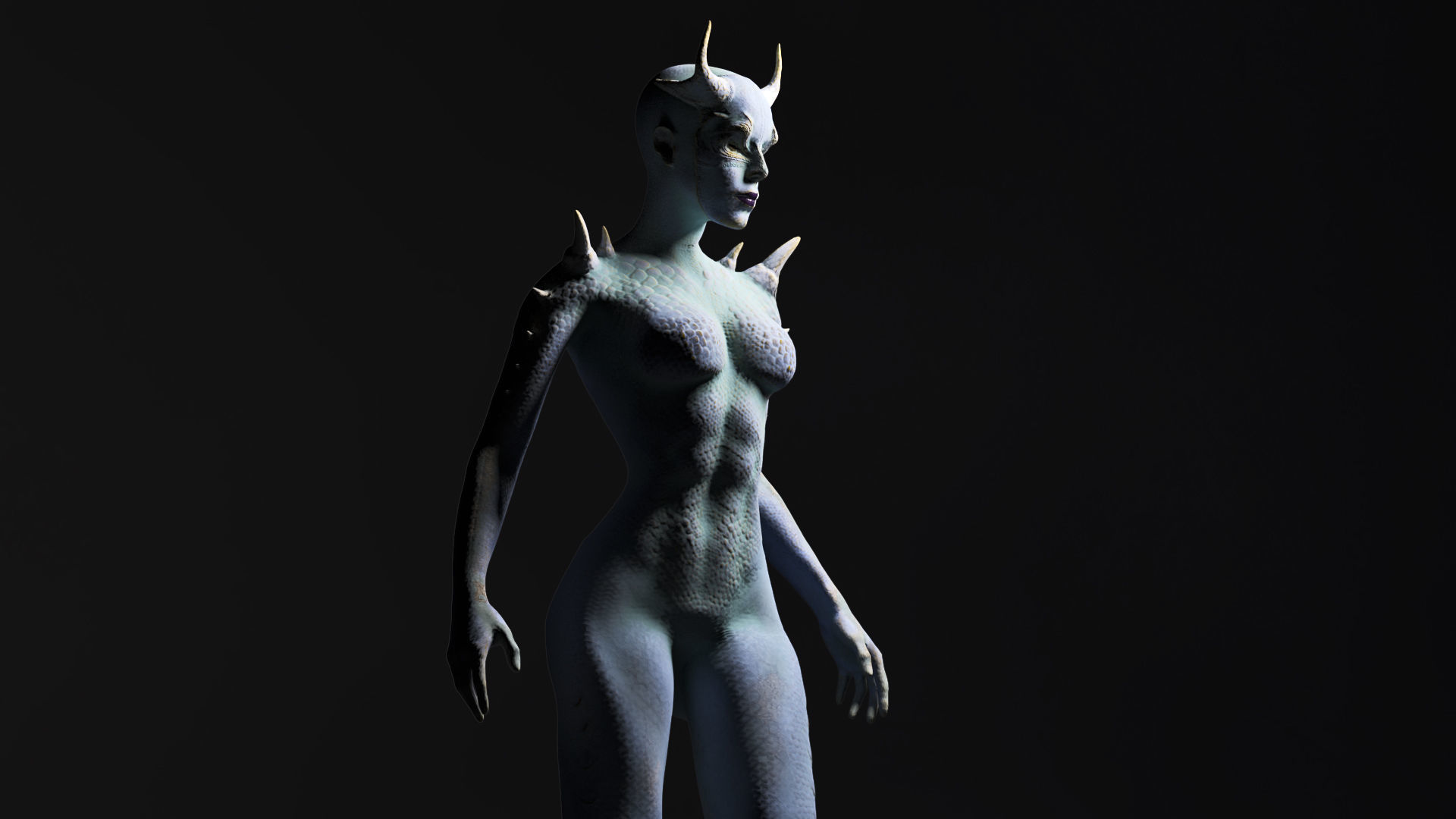 Demon Woman Low-poly 3D model_6