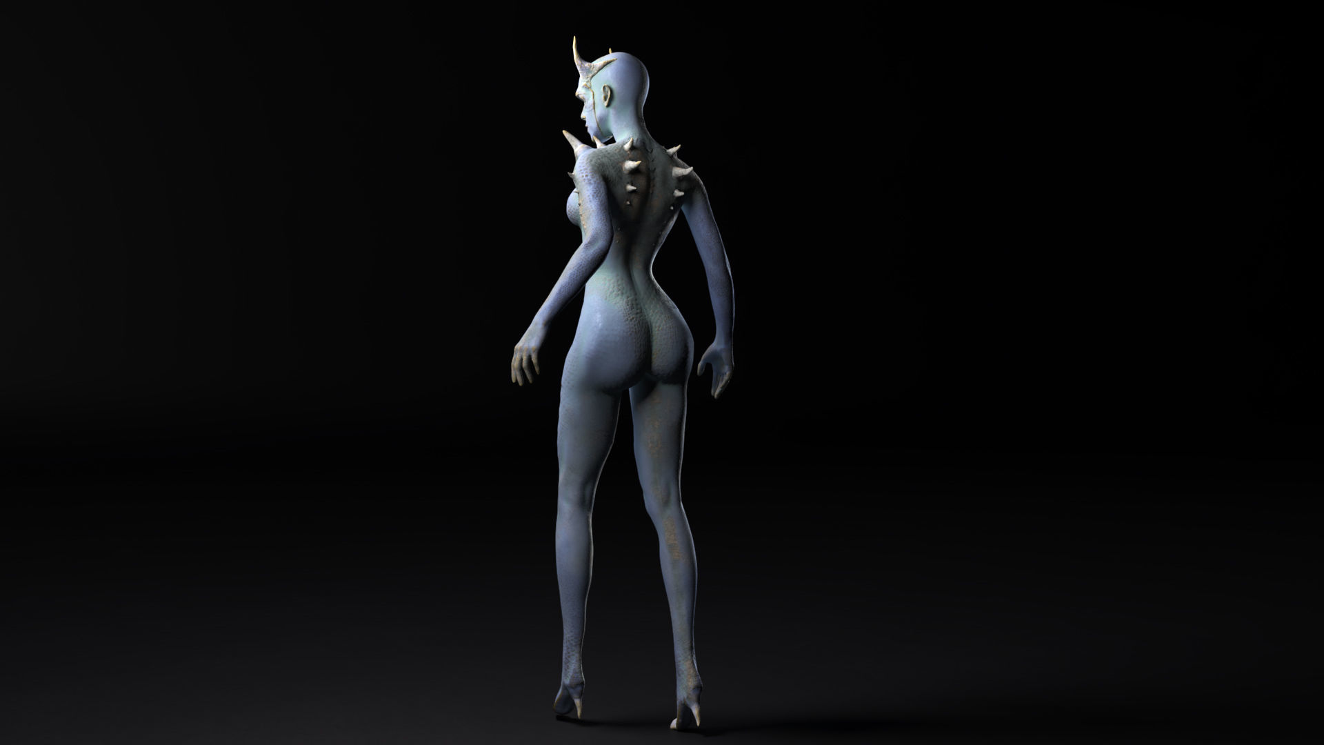 Demon Woman Low-poly 3D model_5