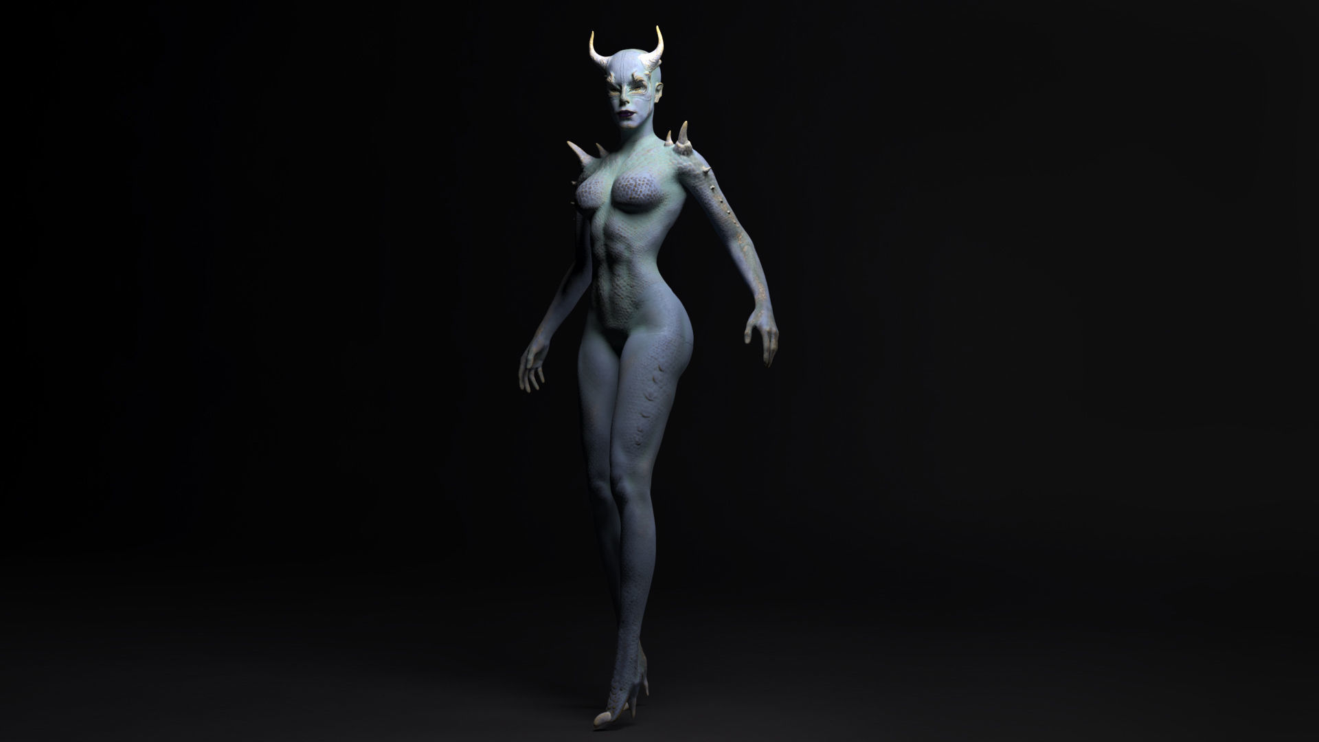 Demon Woman Low-poly 3D model_4