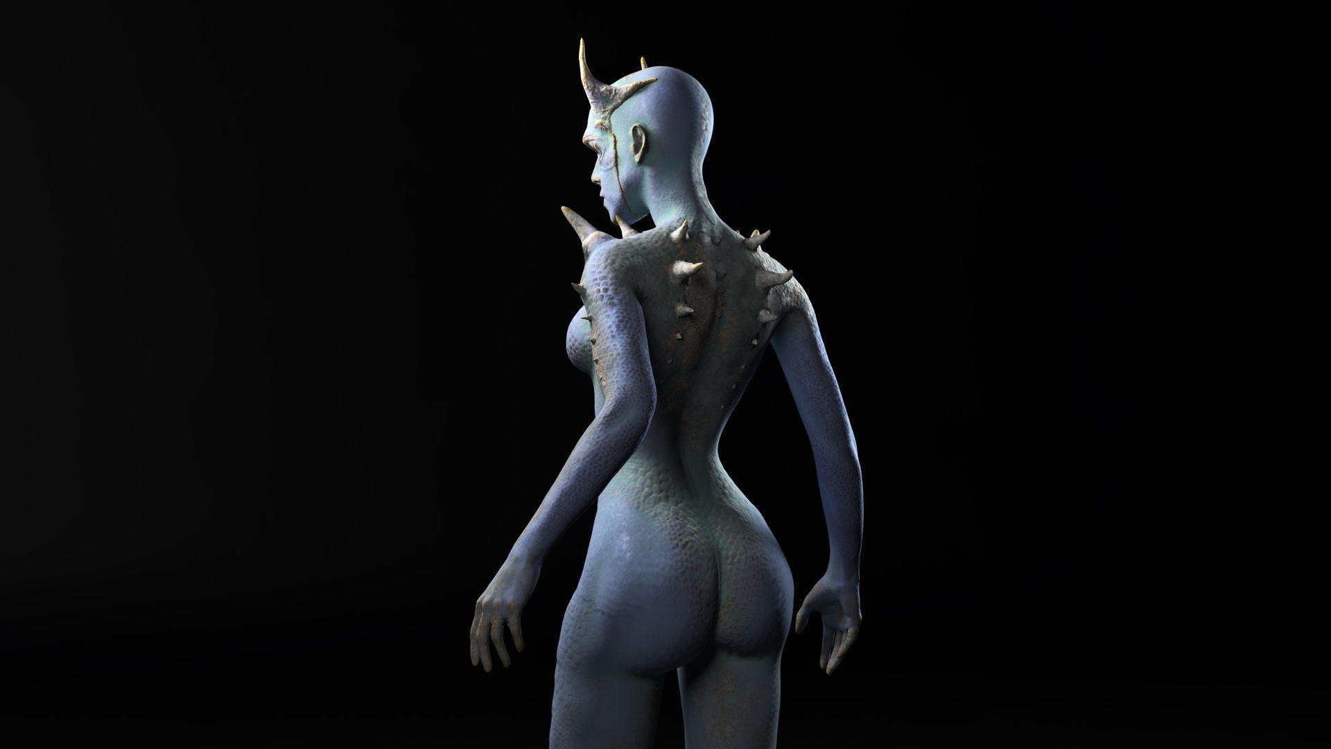 Demon Woman Low-poly 3D model_2