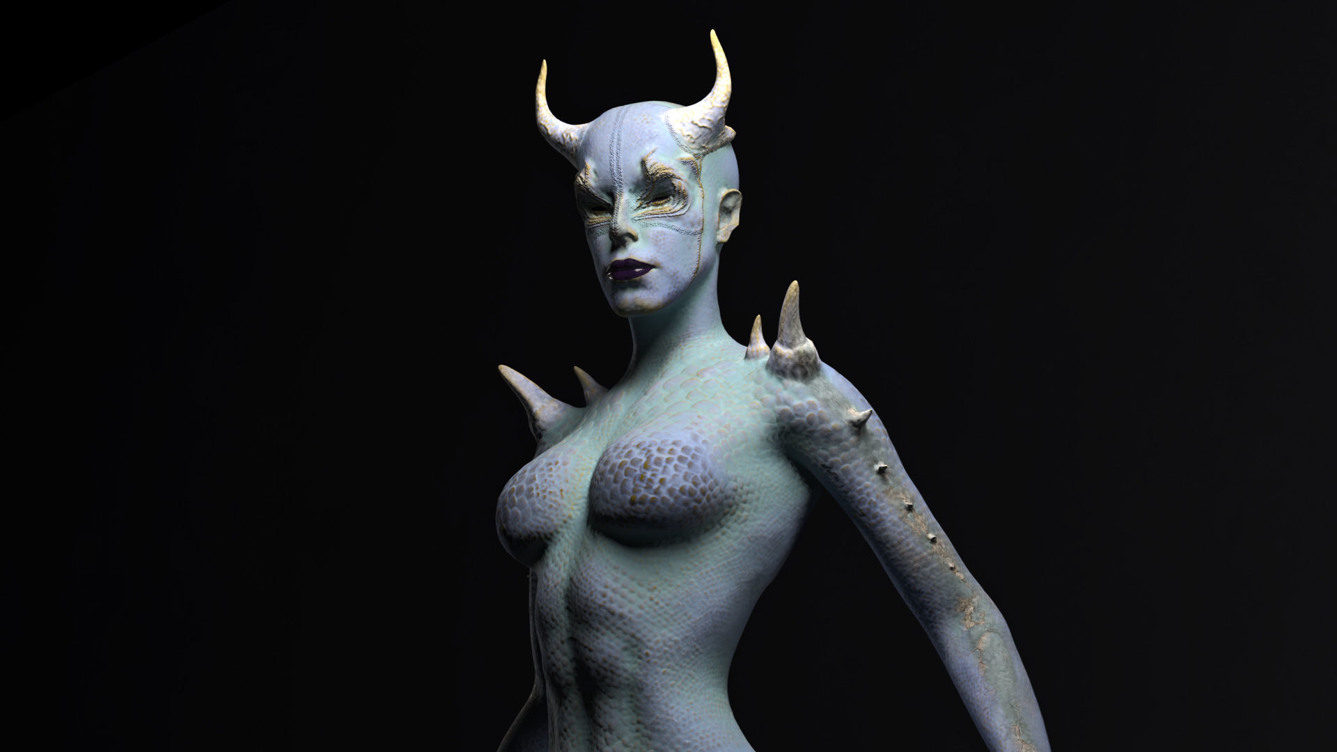 Demon Woman Low-poly 3D model_3