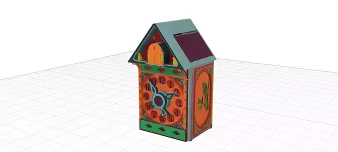 A WALL CLOCK WITH HIDDEN DOORS AND A BIRD COMING OUT 3D print model