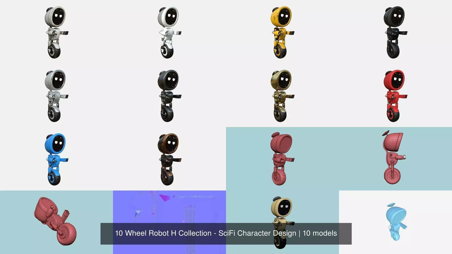 10 Wheel Robot H Collection - SciFi Character Design _1