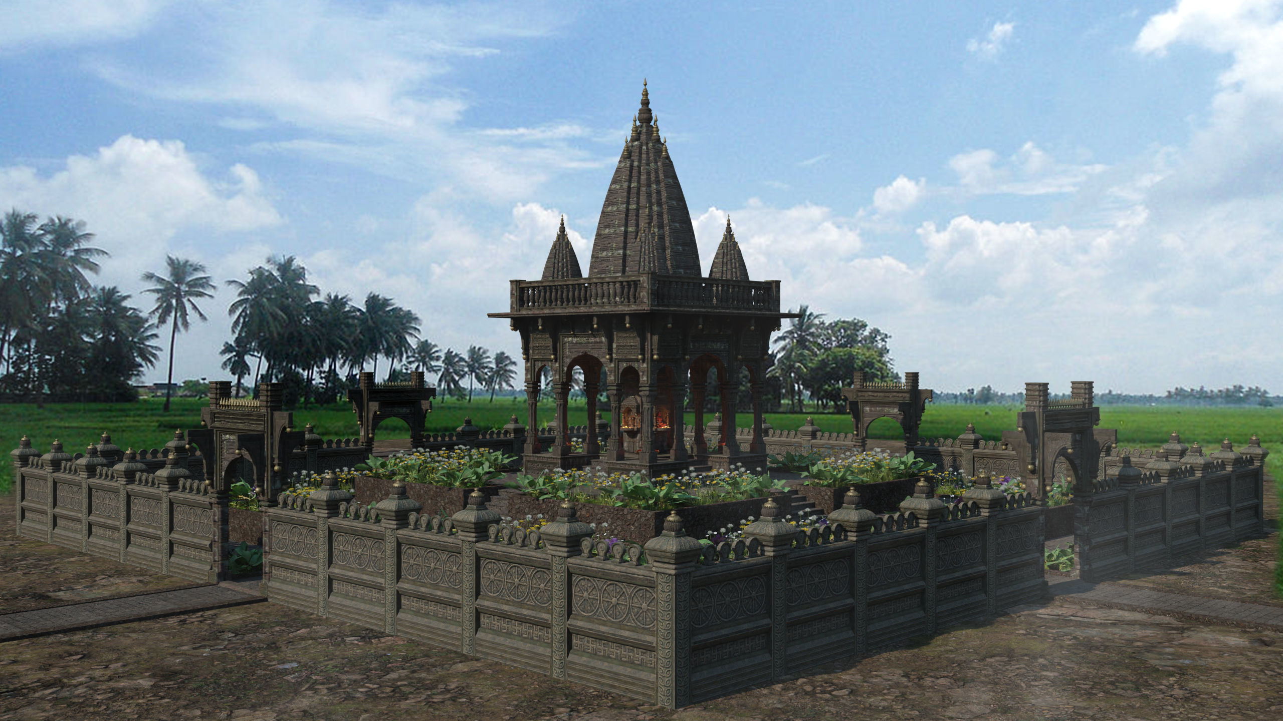 Ancient Hindu Temple 3D model_3