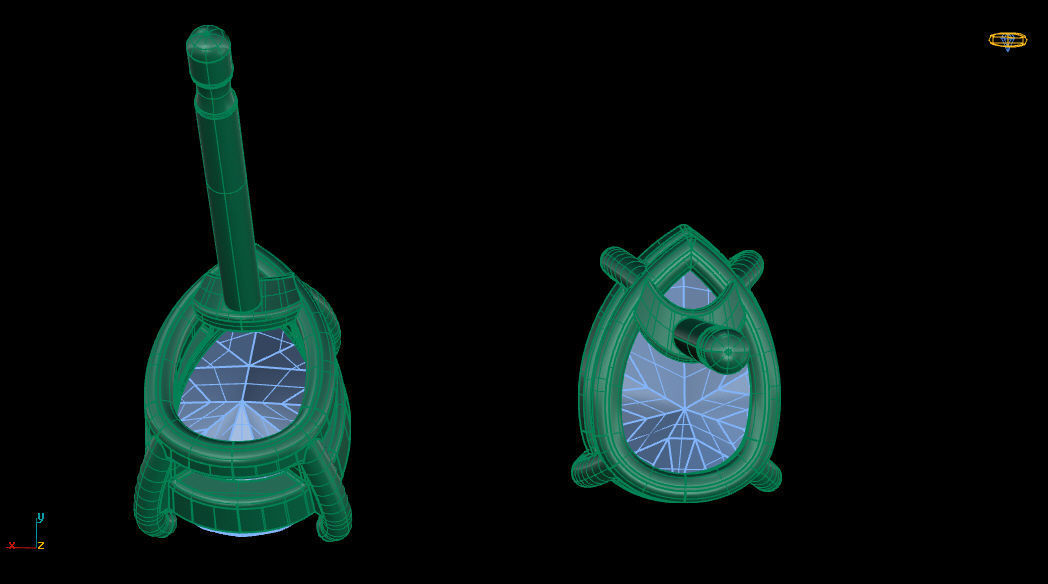 Solitaire Pear Gem 7x5 mm Earring 3D print model_10